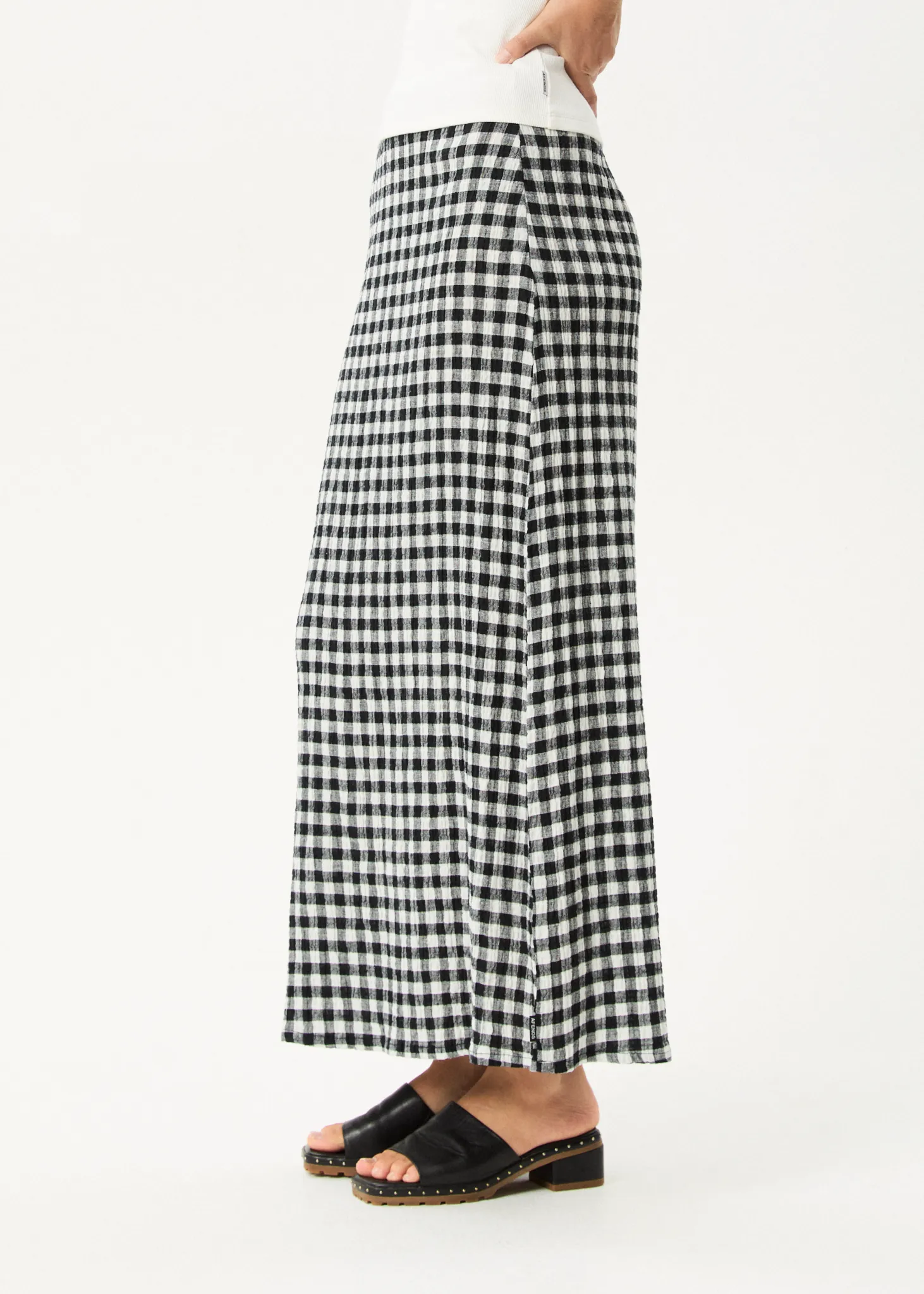 AFENDS Womens Rowan - Seersucker Maxi Skirt - Black / White sold by Afends product image thumbnail 4
