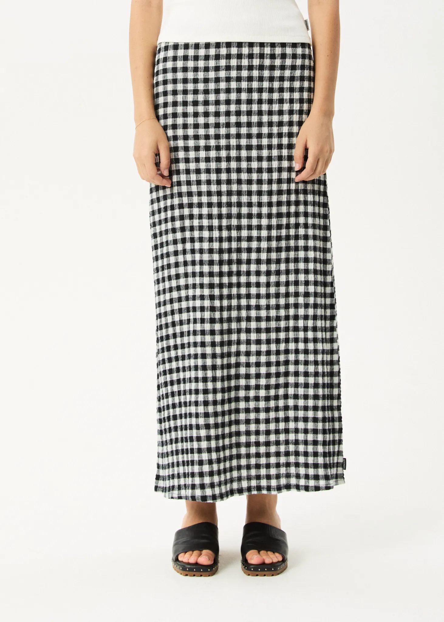 AFENDS Womens Rowan - Seersucker Maxi Skirt - Black / White sold by Afends product image thumbnail 3