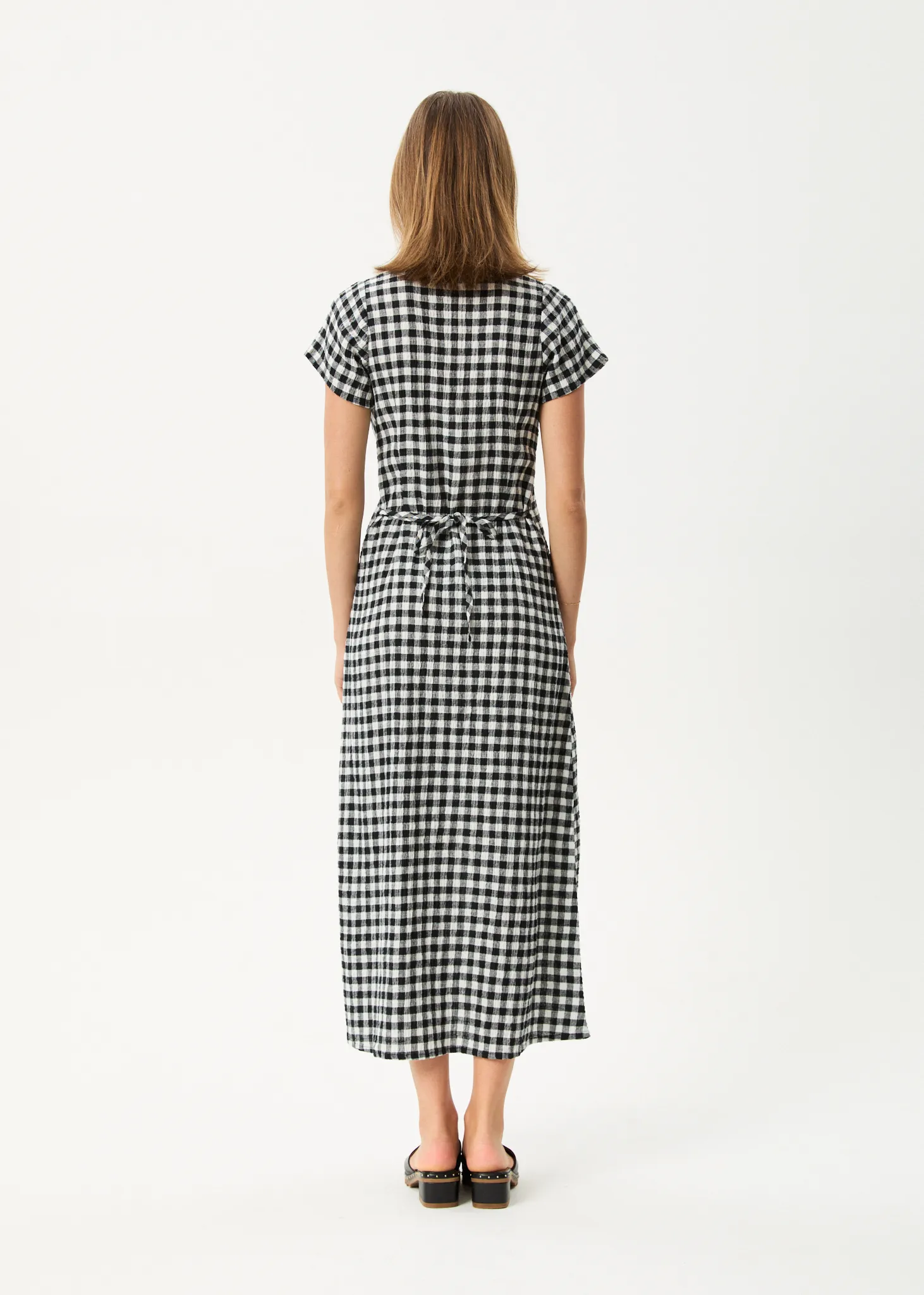 AFENDS Womens Rowan - Seersucker Check Maxi Dress - Black / White sold by Afends product image thumbnail 5