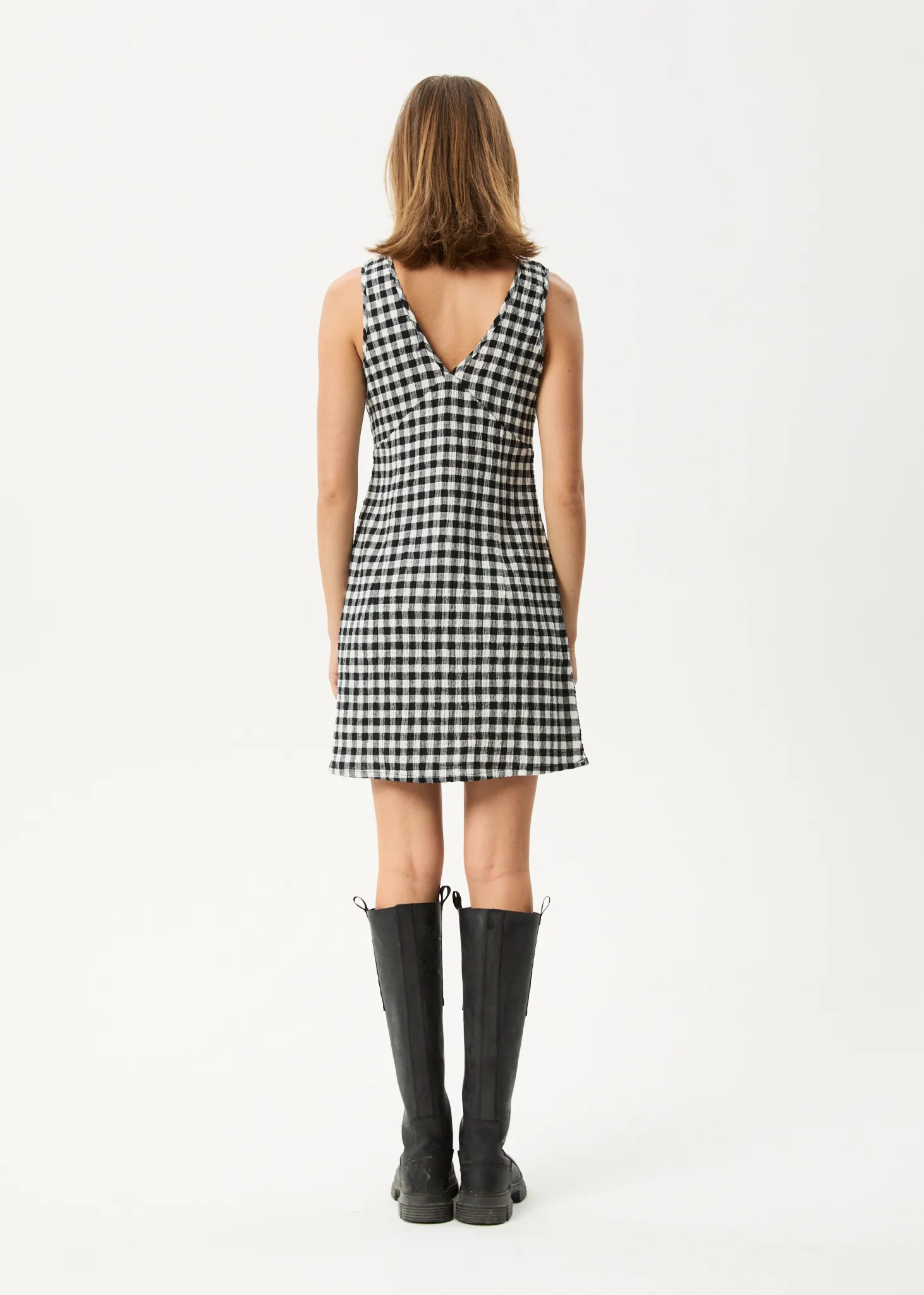 AFENDS Womens Rowan - Seersucker Mini Dress - Black / White sold by Afends product image thumbnail 5