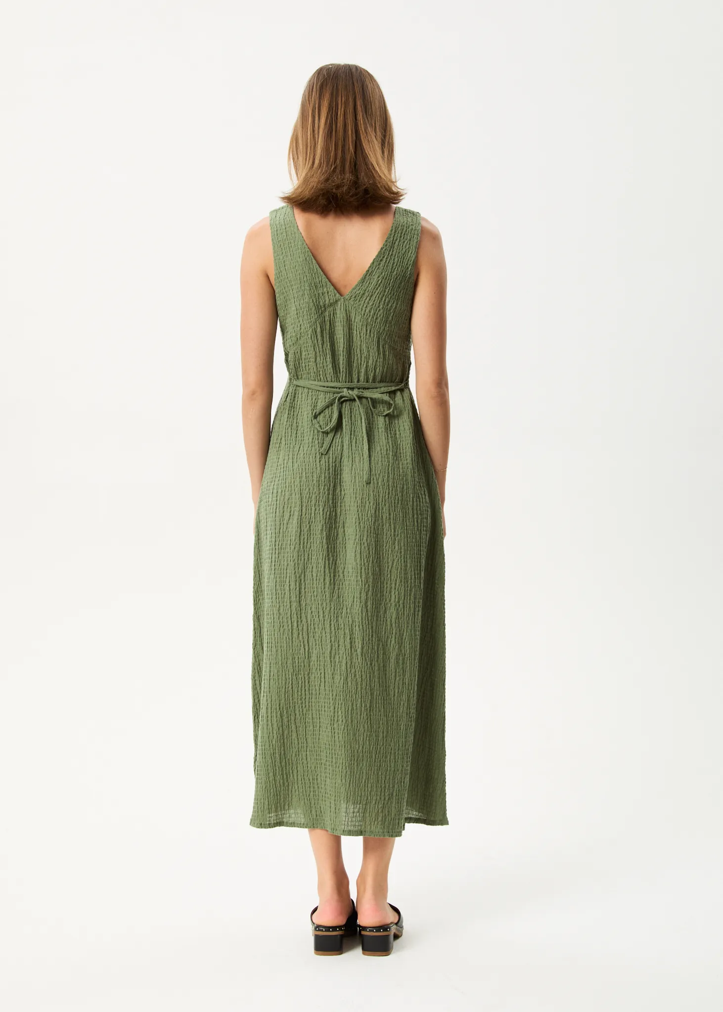 AFENDS Womens Focus - Seersucker Maxi Dress - Oil Green sold by Afends product image thumbnail 5