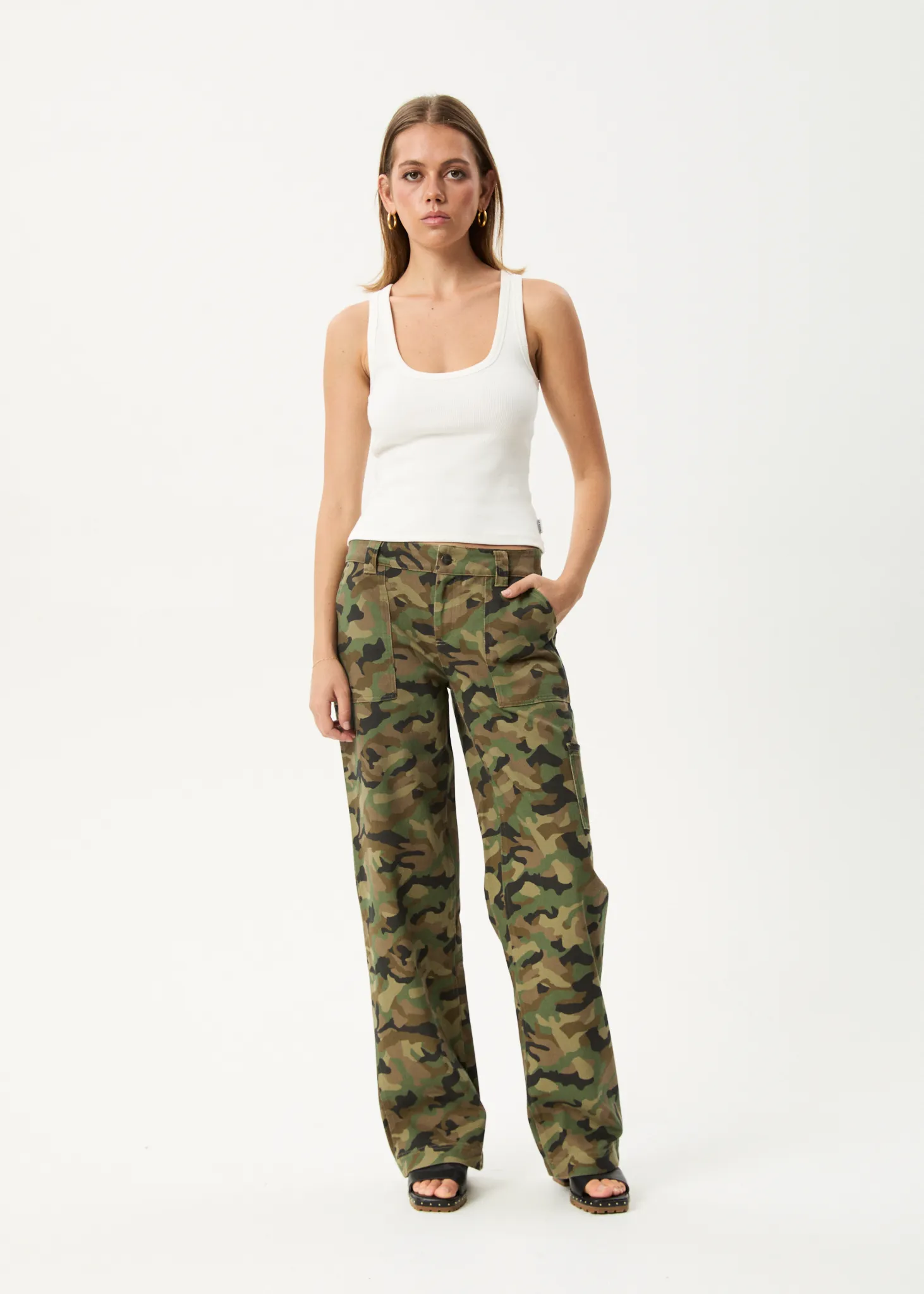 AFENDS Womens Hidden Lexi - Low Rise Workwear Pant - Hidden sold by Afends