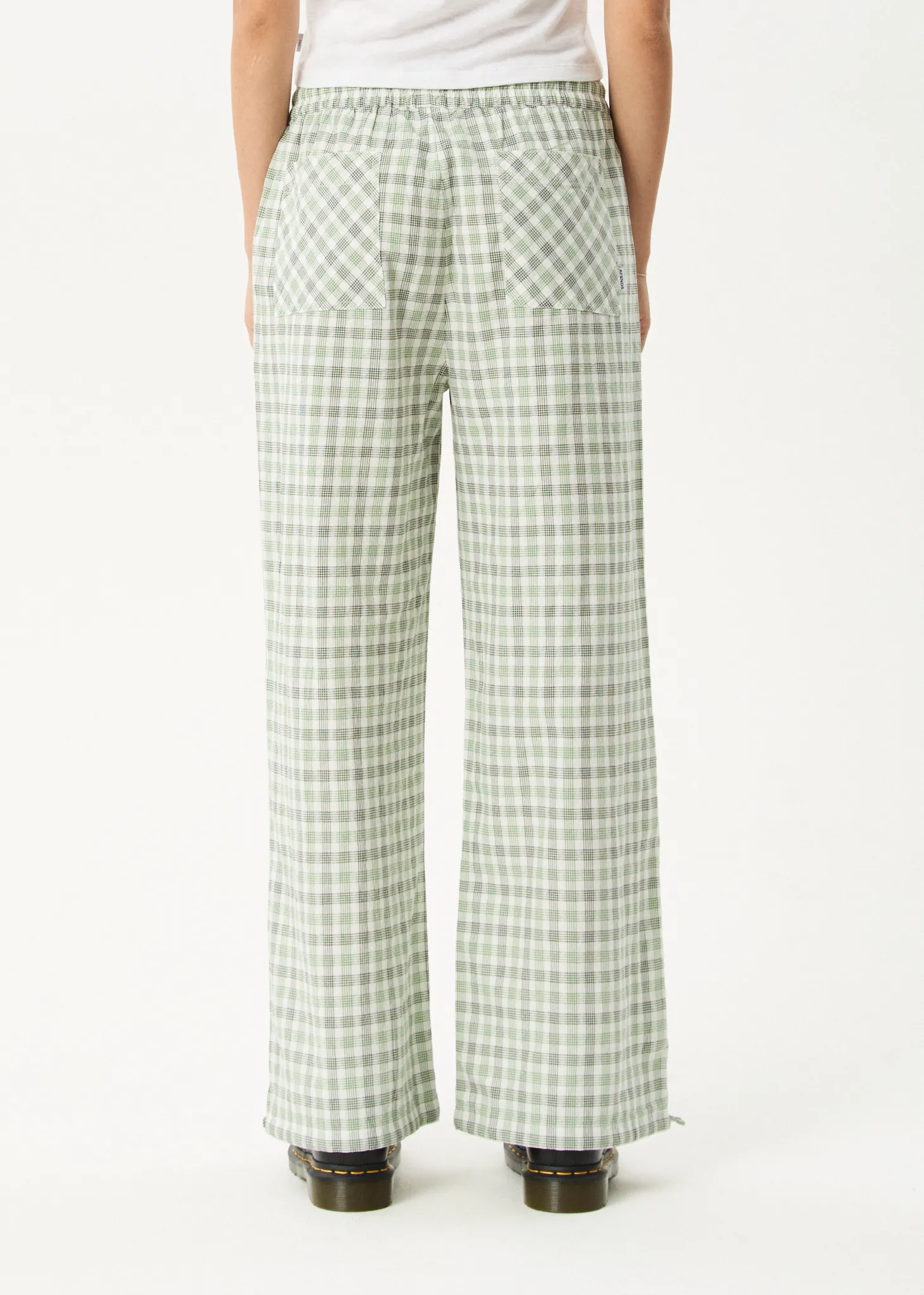 AFENDS Womens Leo - Seersucker Wide Leg Pant - Green / White sold by Afends product image thumbnail 5
