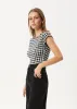 AFENDS Womens Rowan - Seersucker Top - Black / White sold by Afends
