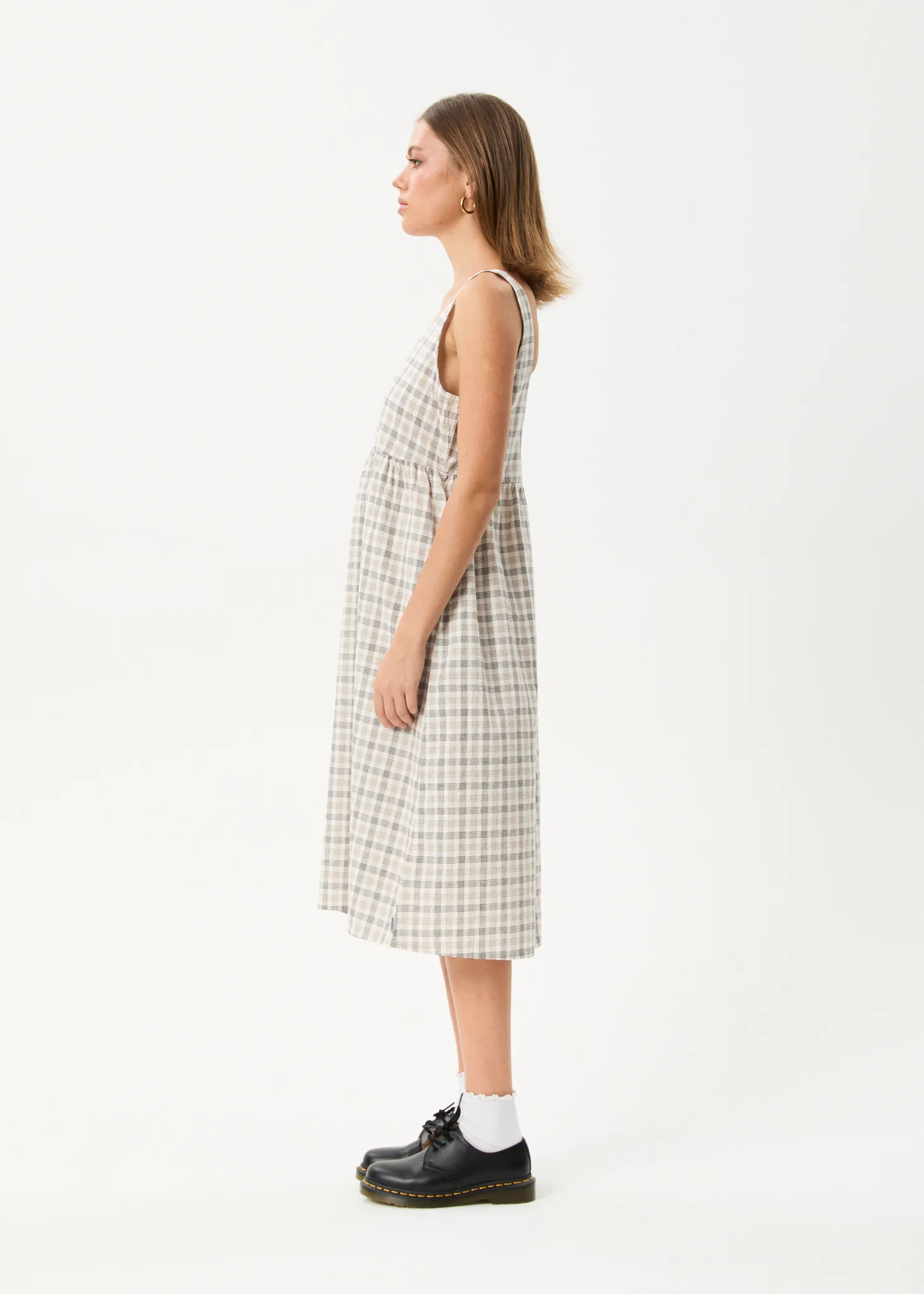 AFENDS Womens Leo - Seersucker Midi Dress - Coffee / White sold by Afends product image thumbnail 4