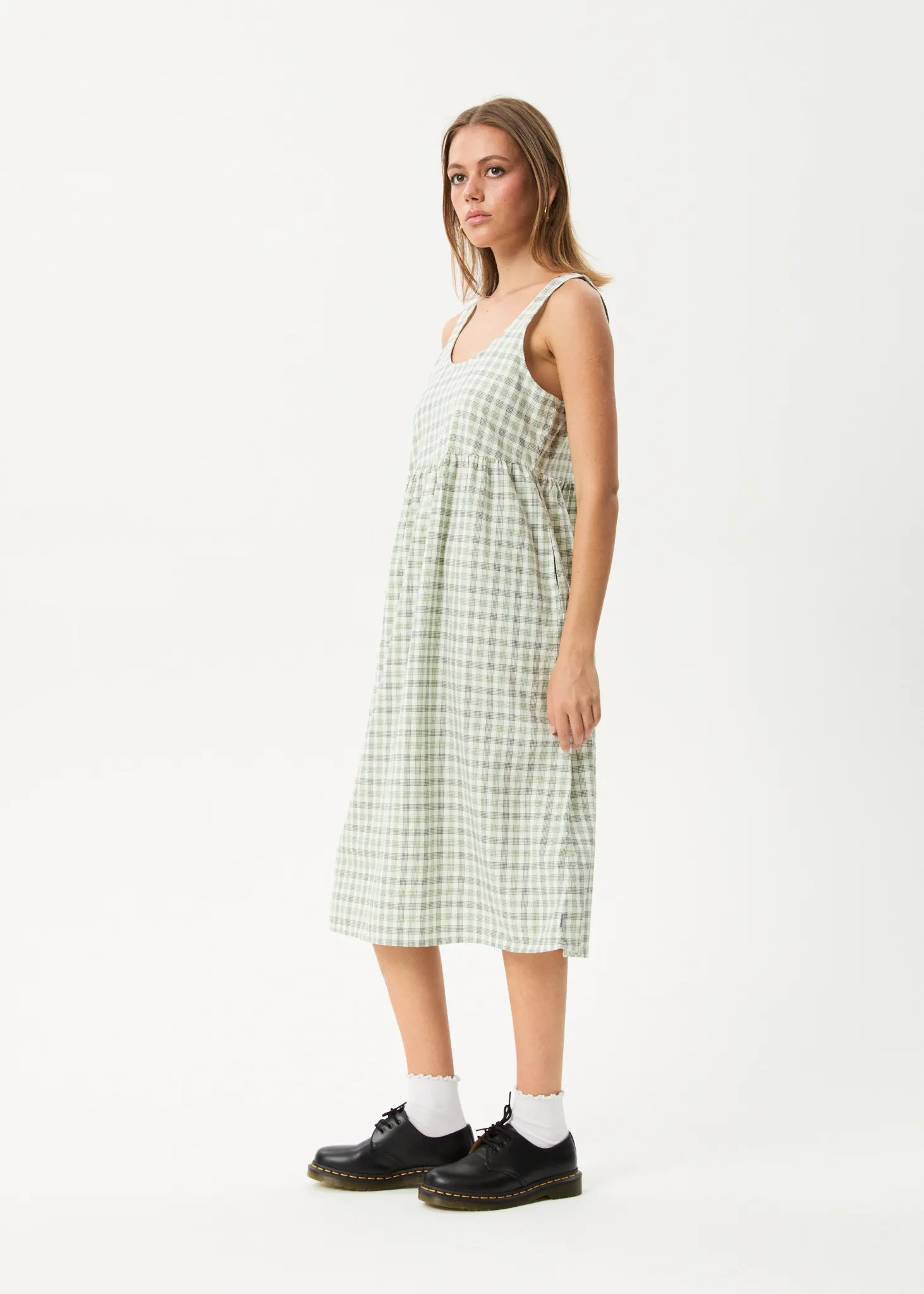AFENDS Womens Leo - Seersucker Midi Dress - Green / White sold by Afends product image thumbnail 3
