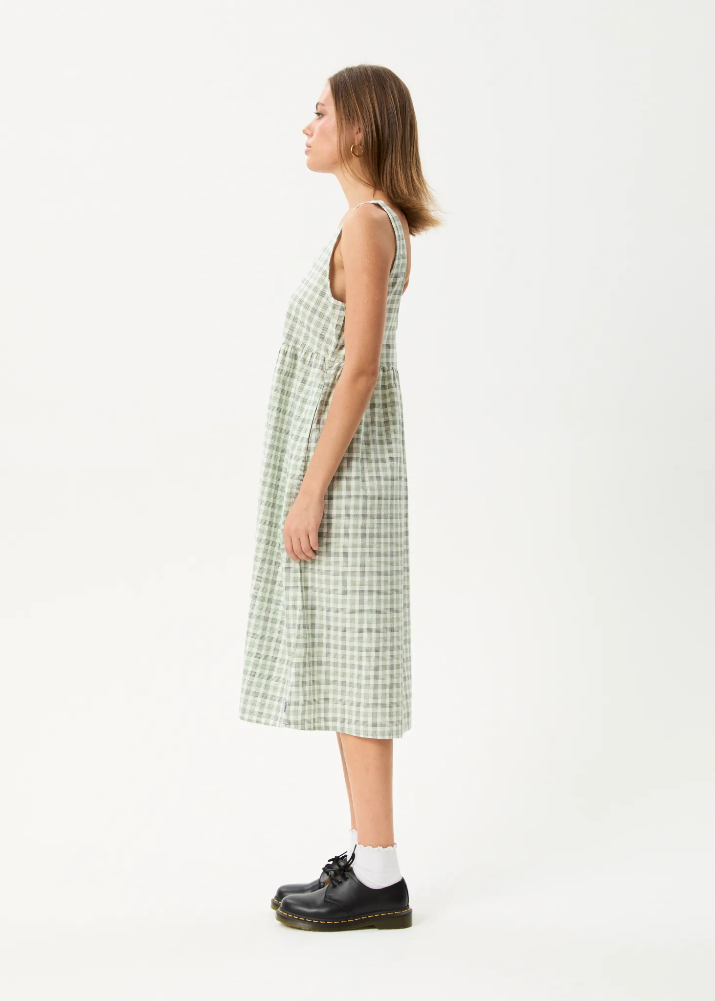 AFENDS Womens Leo - Seersucker Midi Dress - Green / White sold by Afends product image thumbnail 4