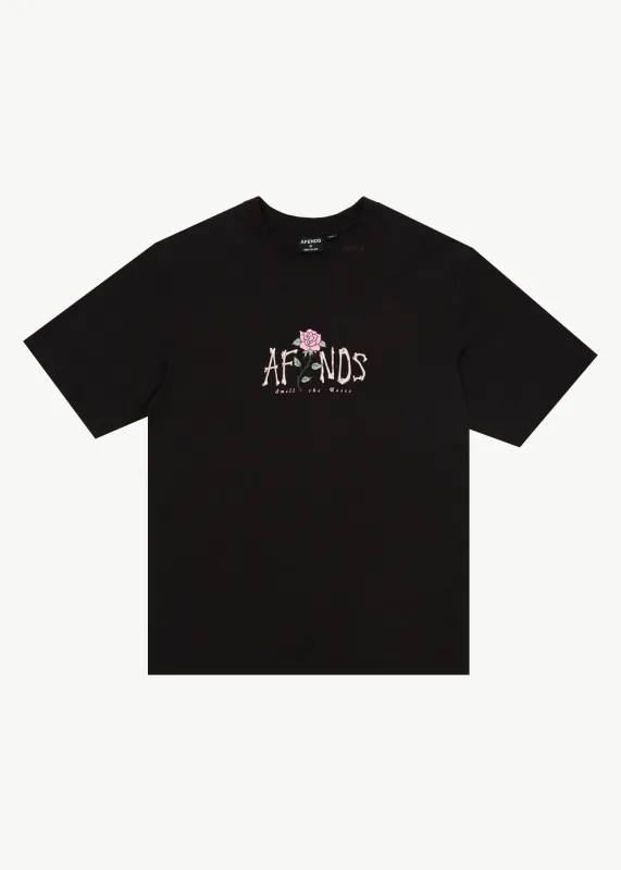 AFENDS Mens Smell The Roses - Retro Tee - Black sold by Afends