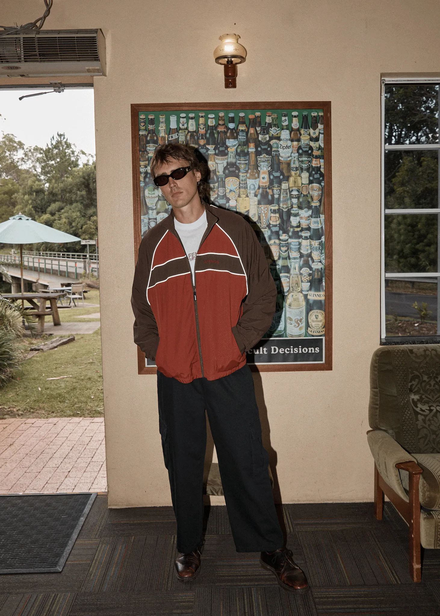AFENDS Mens Spicy - Sports Spray Jacket - Burgundy sold by Afends product image thumbnail 3