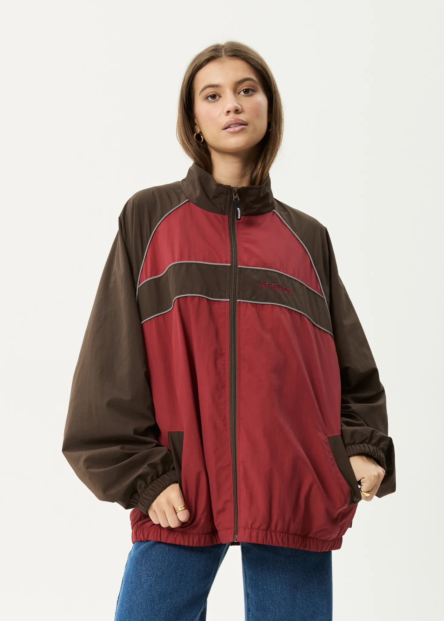 AFENDS Mens Spicy - Sports Spray Jacket - Burgundy sold by Afends product image thumbnail 2