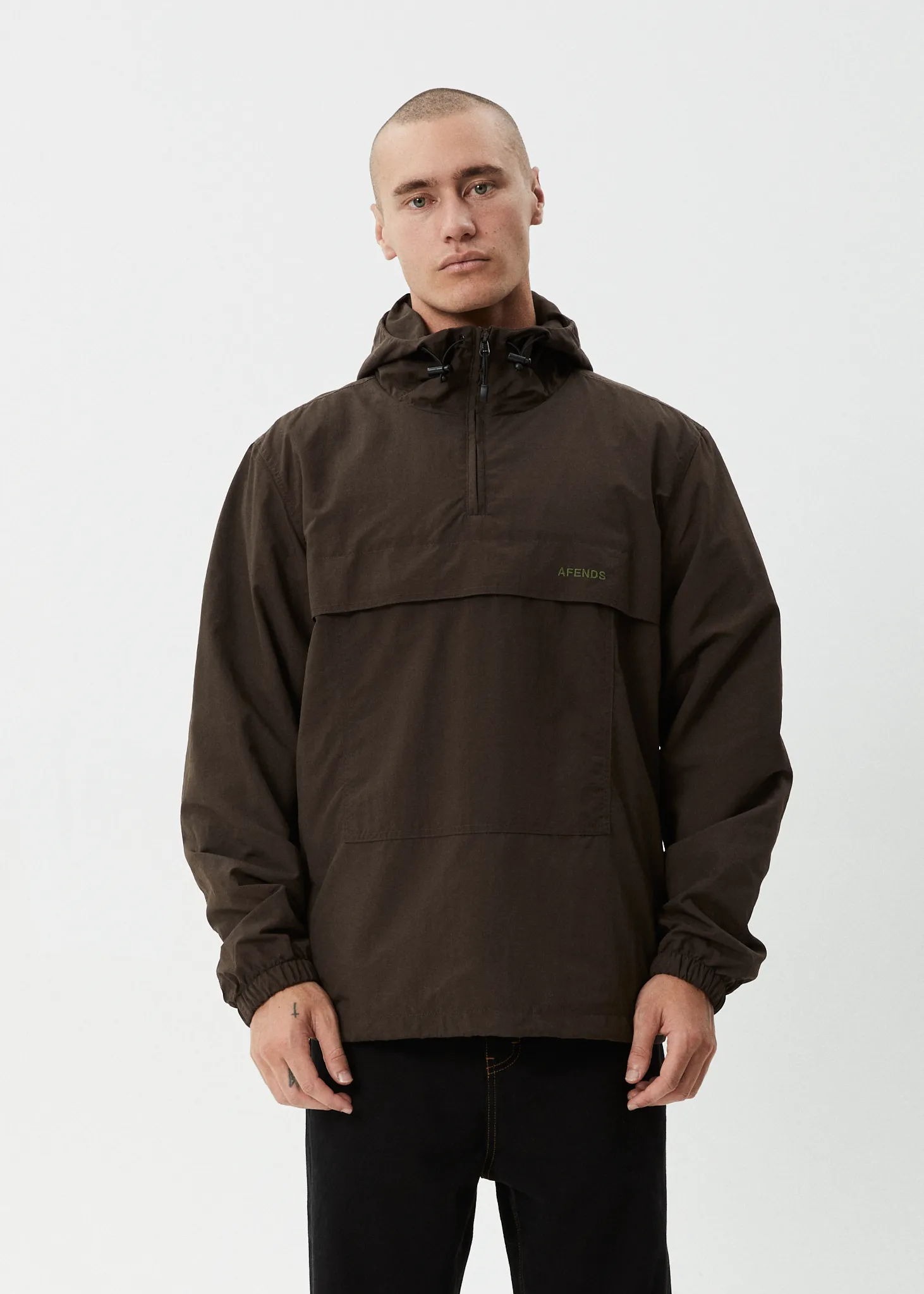 AFENDS Mens System - Water Resistant Spray Anorak Jacket - Coffee sold by Afends product image thumbnail 3