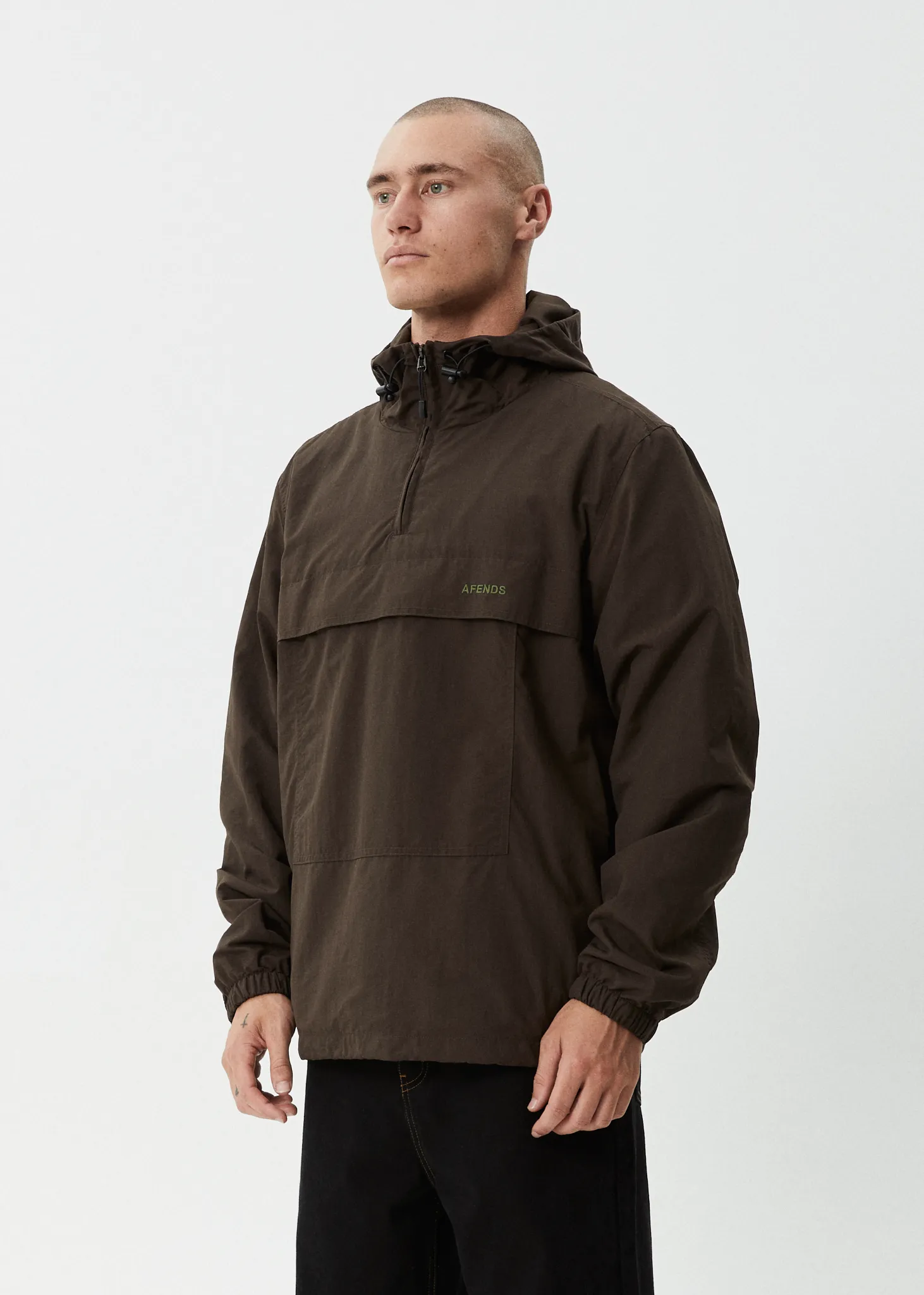 AFENDS Mens System - Water Resistant Spray Anorak Jacket - Coffee sold by Afends product image thumbnail 4