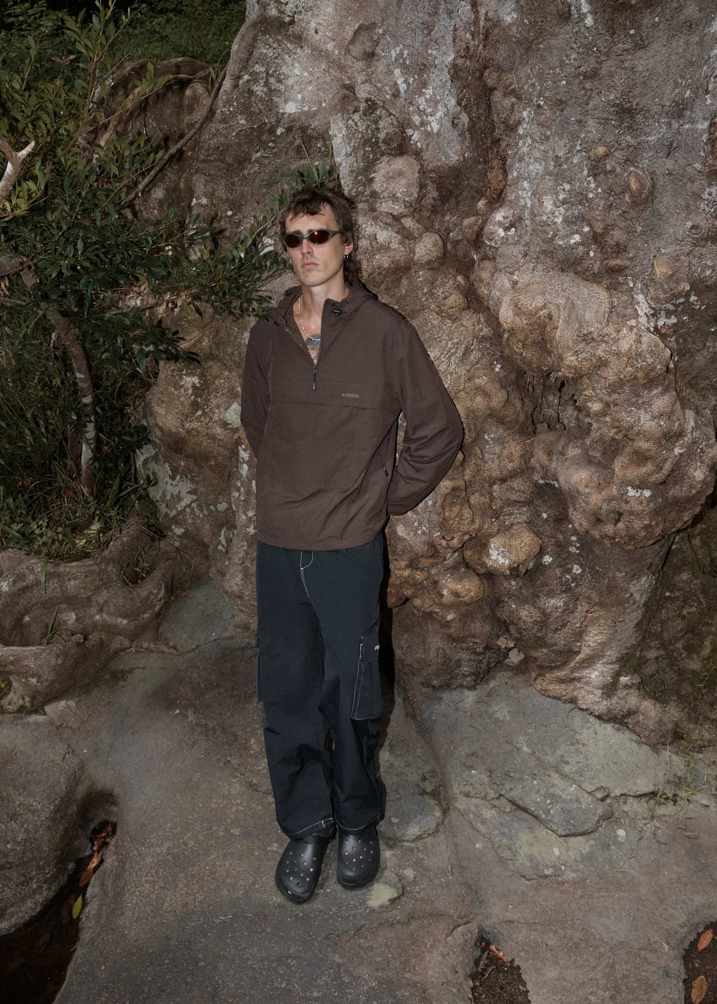 AFENDS Mens System - Water Resistant Spray Anorak Jacket - Coffee sold by Afends product image thumbnail 2