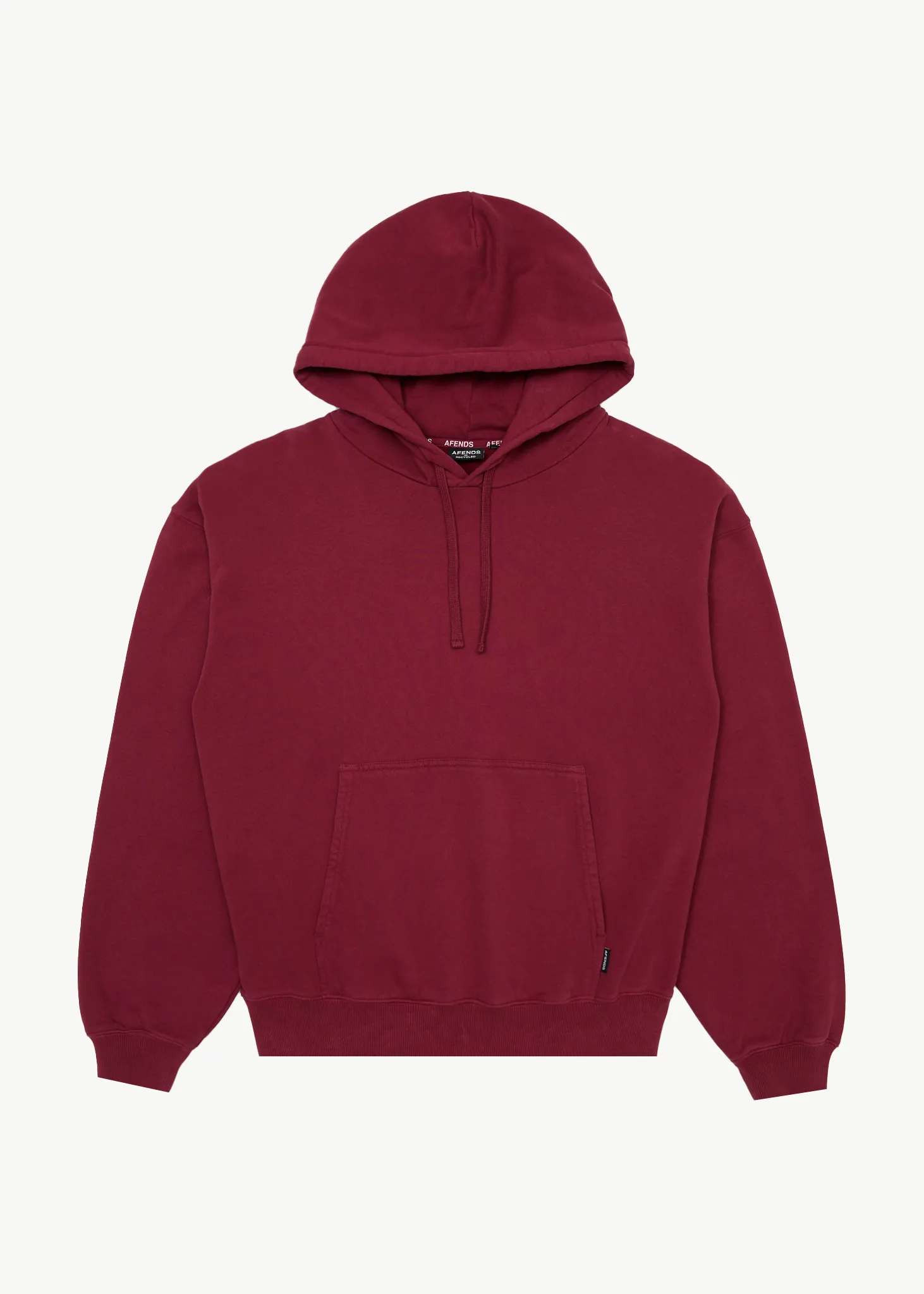 AFENDS Mens Genesis - Boxy Hoodie - Washed Burgundy sold by Afends