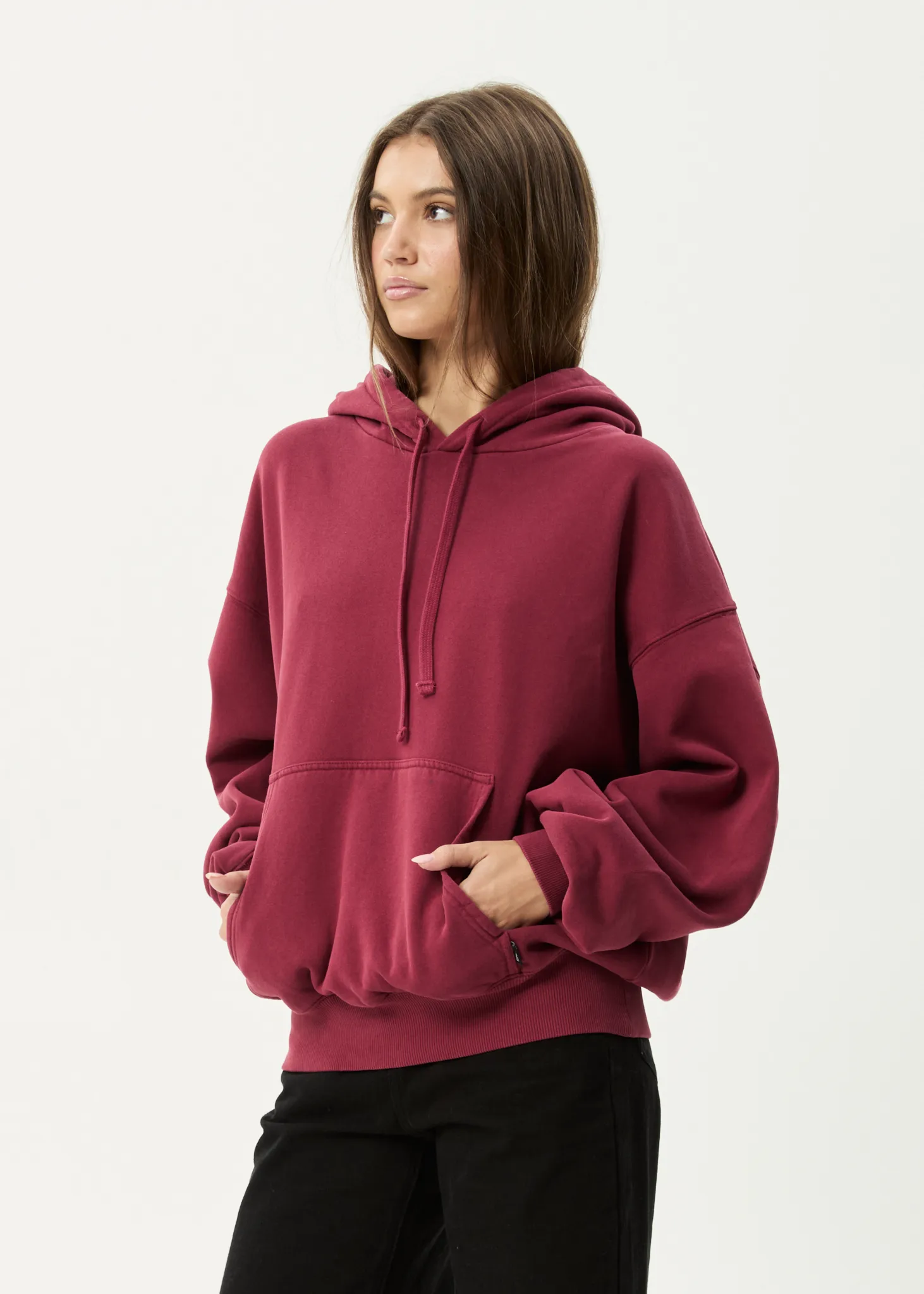 AFENDS Mens Genesis - Boxy Hoodie - Washed Burgundy sold by Afends product image thumbnail 4