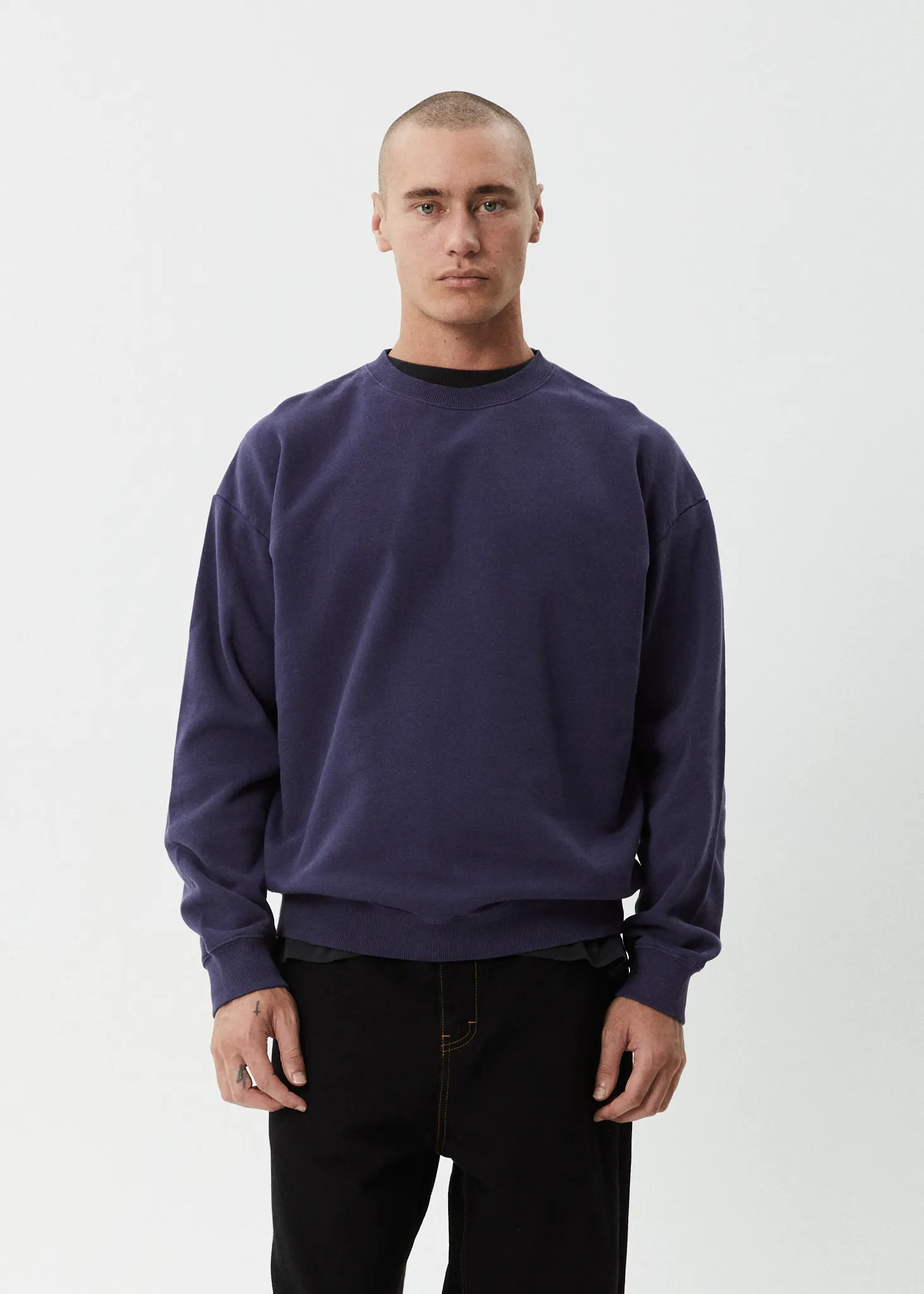 AFENDS Mens Genesis - Crew Neck Jumper - Washed Deep Sea sold by Afends product image thumbnail 3