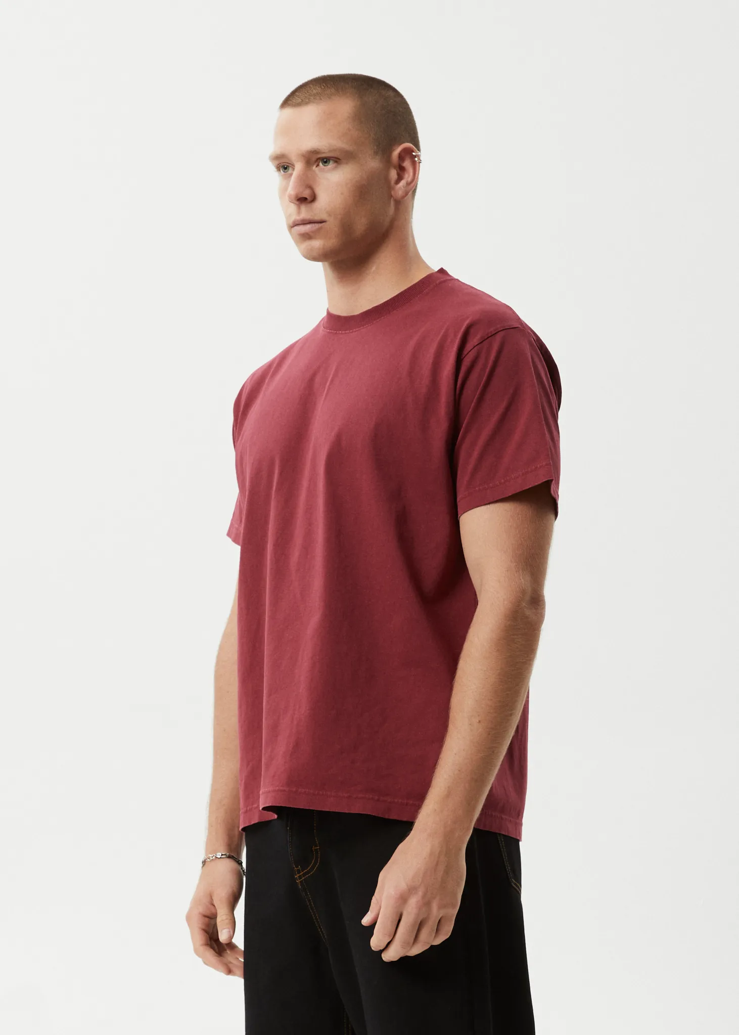 AFENDS Mens Genesis - Heavyweight Boxy Tee - Washed Burgundy sold by Afends product image thumbnail 5