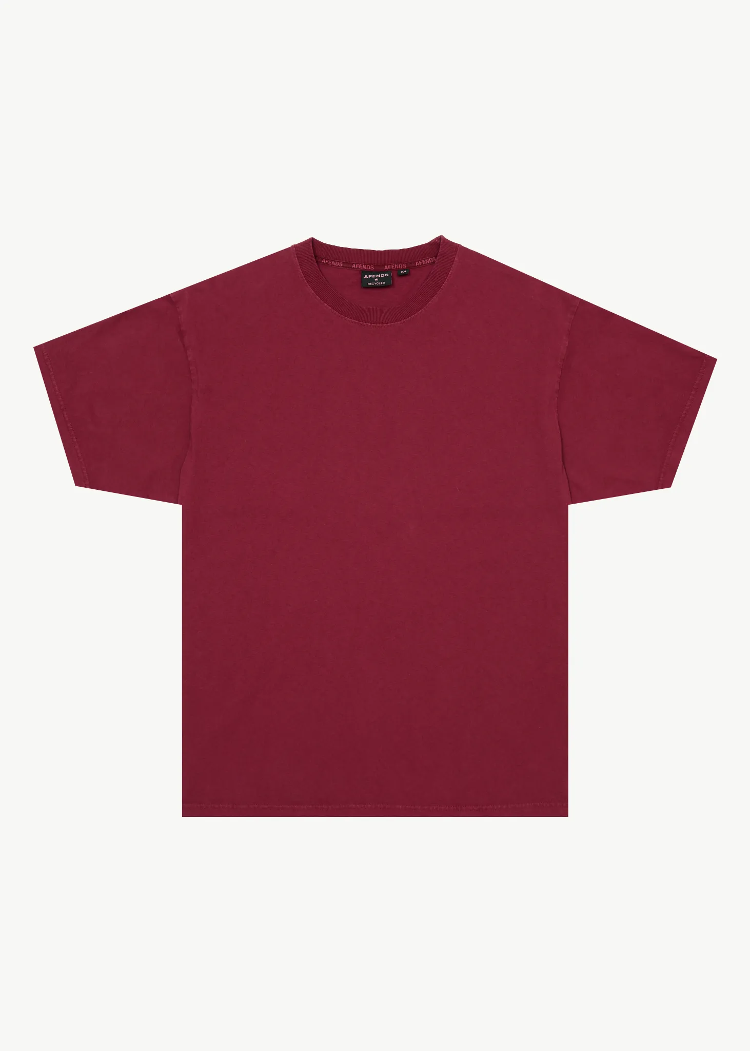 AFENDS Mens Genesis - Heavyweight Boxy Tee - Washed Burgundy sold by Afends