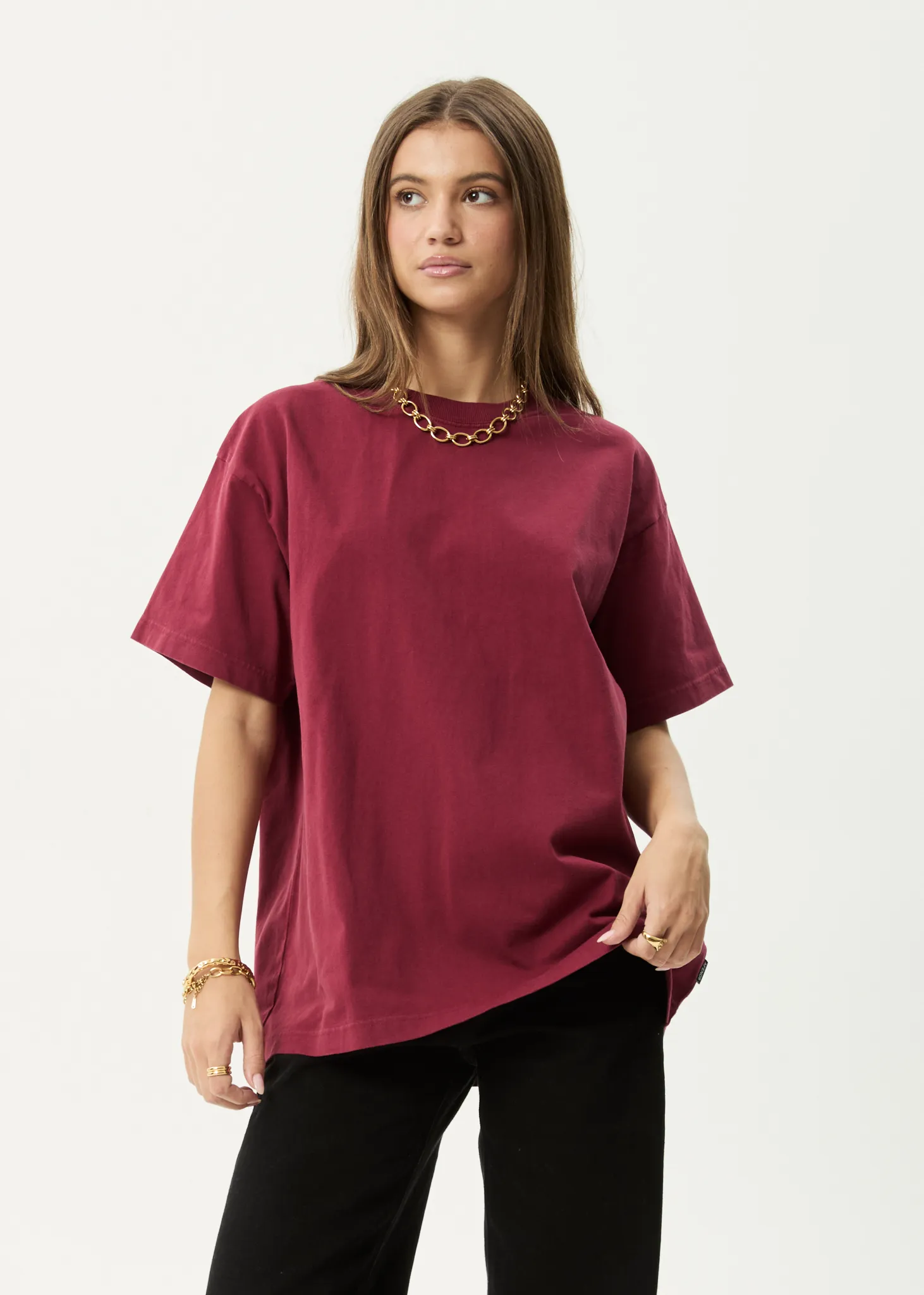 AFENDS Mens Genesis - Heavyweight Boxy Tee - Washed Burgundy sold by Afends product image thumbnail 2
