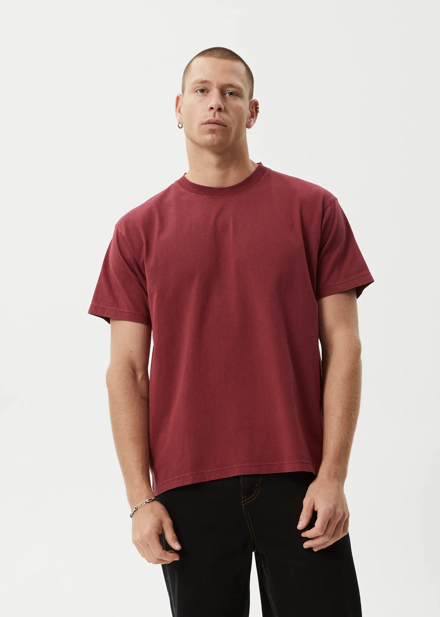 AFENDS Mens Genesis - Heavyweight Boxy Tee - Washed Burgundy sold by Afends product image thumbnail 3