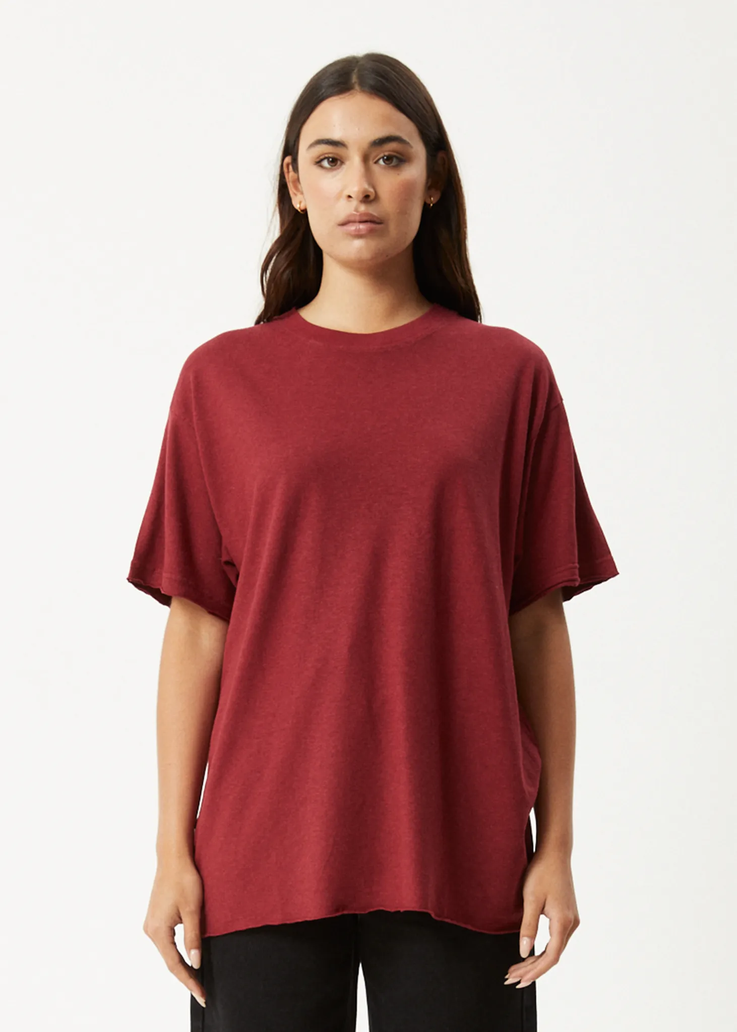 AFENDS Womens Slay - Oversized Tee - Burgundy sold by Afends