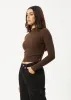 AFENDS Womens Iconic - Long Sleeve Rib Top - Coffee sold by Afends