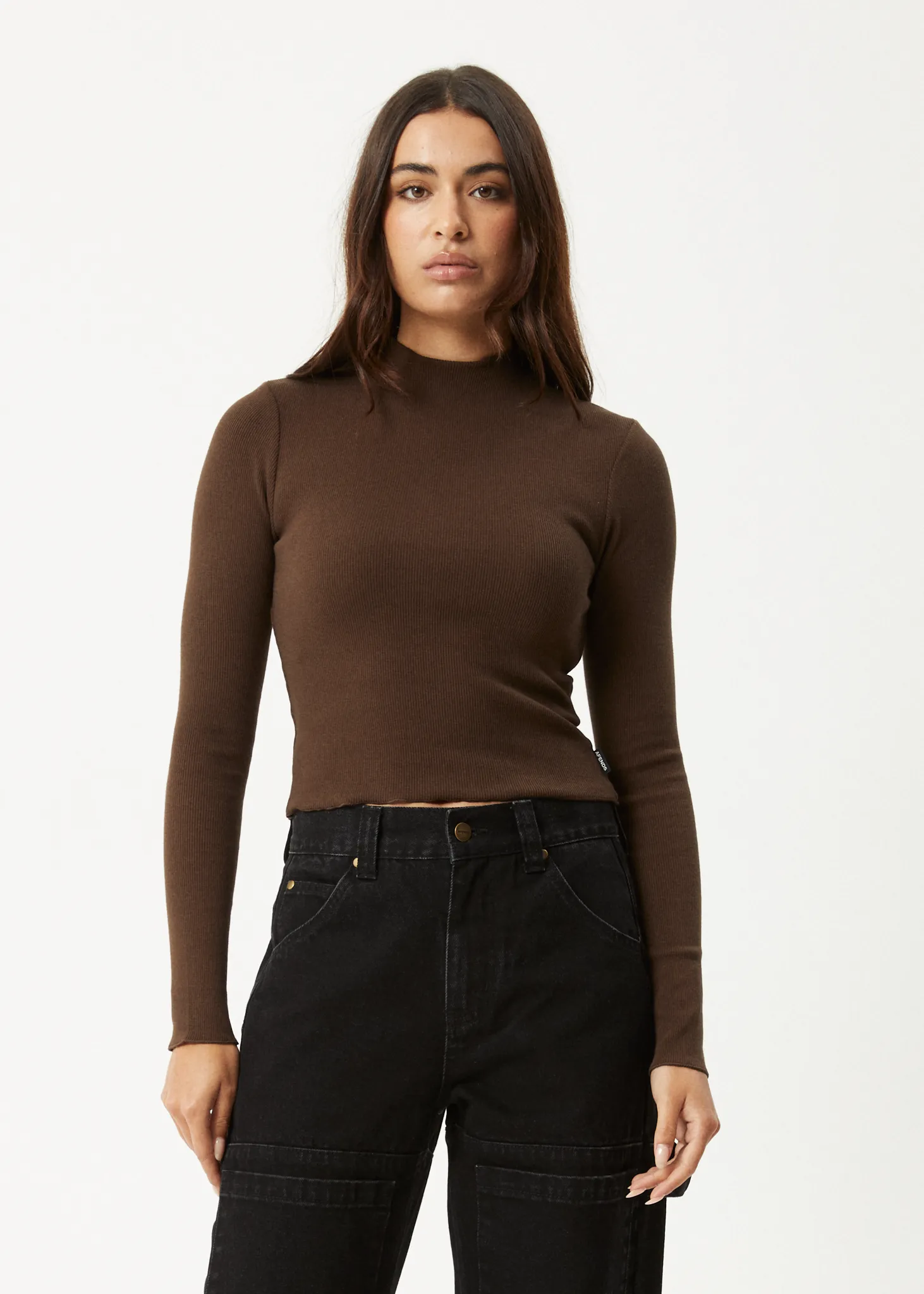 AFENDS Womens Iconic - Long Sleeve Rib Top - Coffee sold by Afends product image thumbnail 2