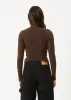 AFENDS Womens Iconic - Long Sleeve Rib Top - Coffee sold by Afends