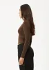 AFENDS Womens Iconic - Long Sleeve Rib Top - Coffee sold by Afends
