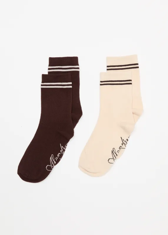 AFENDS Womens Hartley - Socks Two Pack - Coffee sold by Afends