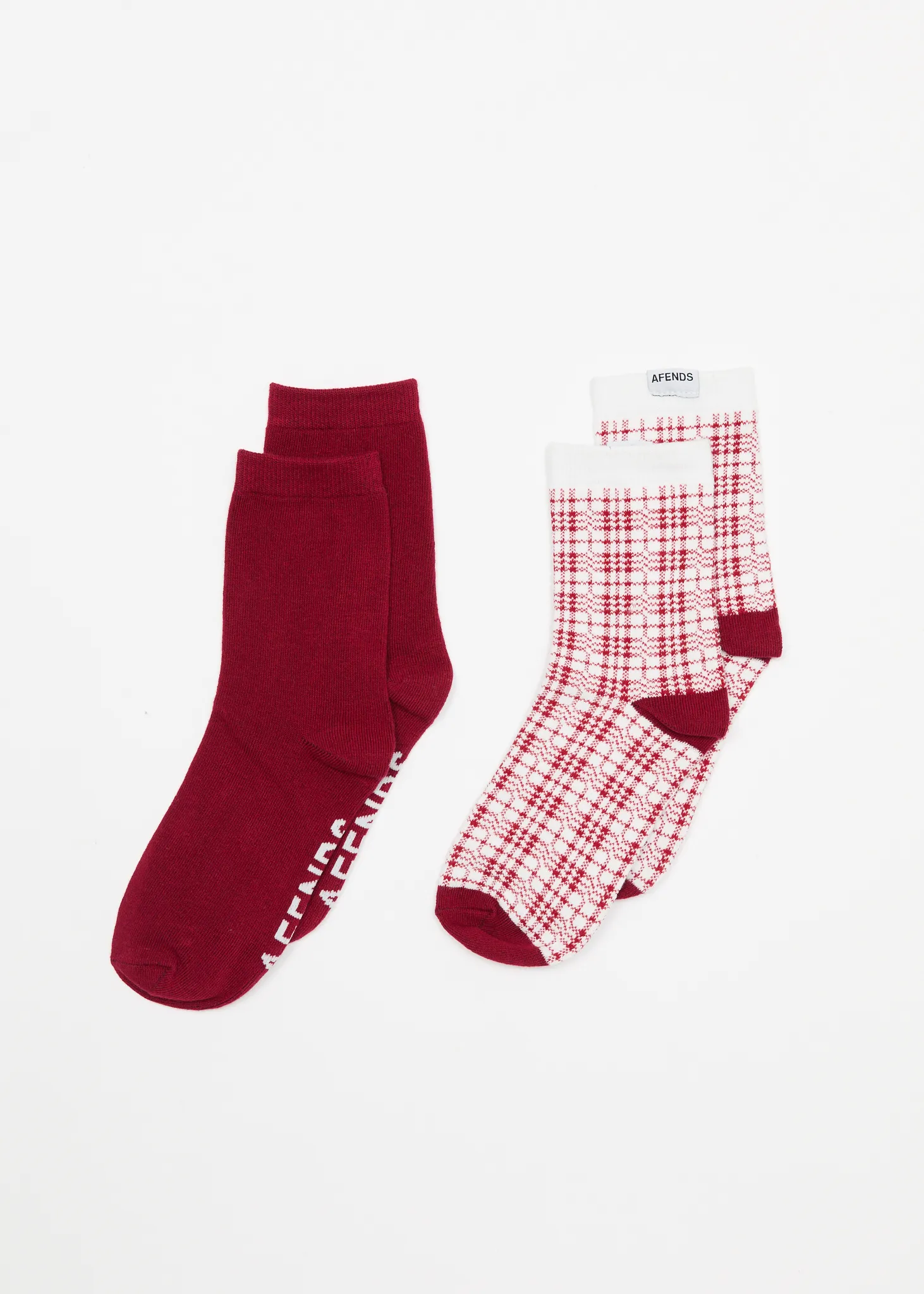 AFENDS Womens Base - Socks Two Pack - Burgundy sold by Afends