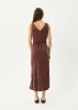 AFENDS Womens Gia - Cupro Maxi Dress - Hazelnut sold by Afends