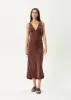 AFENDS Womens Gia - Cupro Maxi Dress - Hazelnut sold by Afends