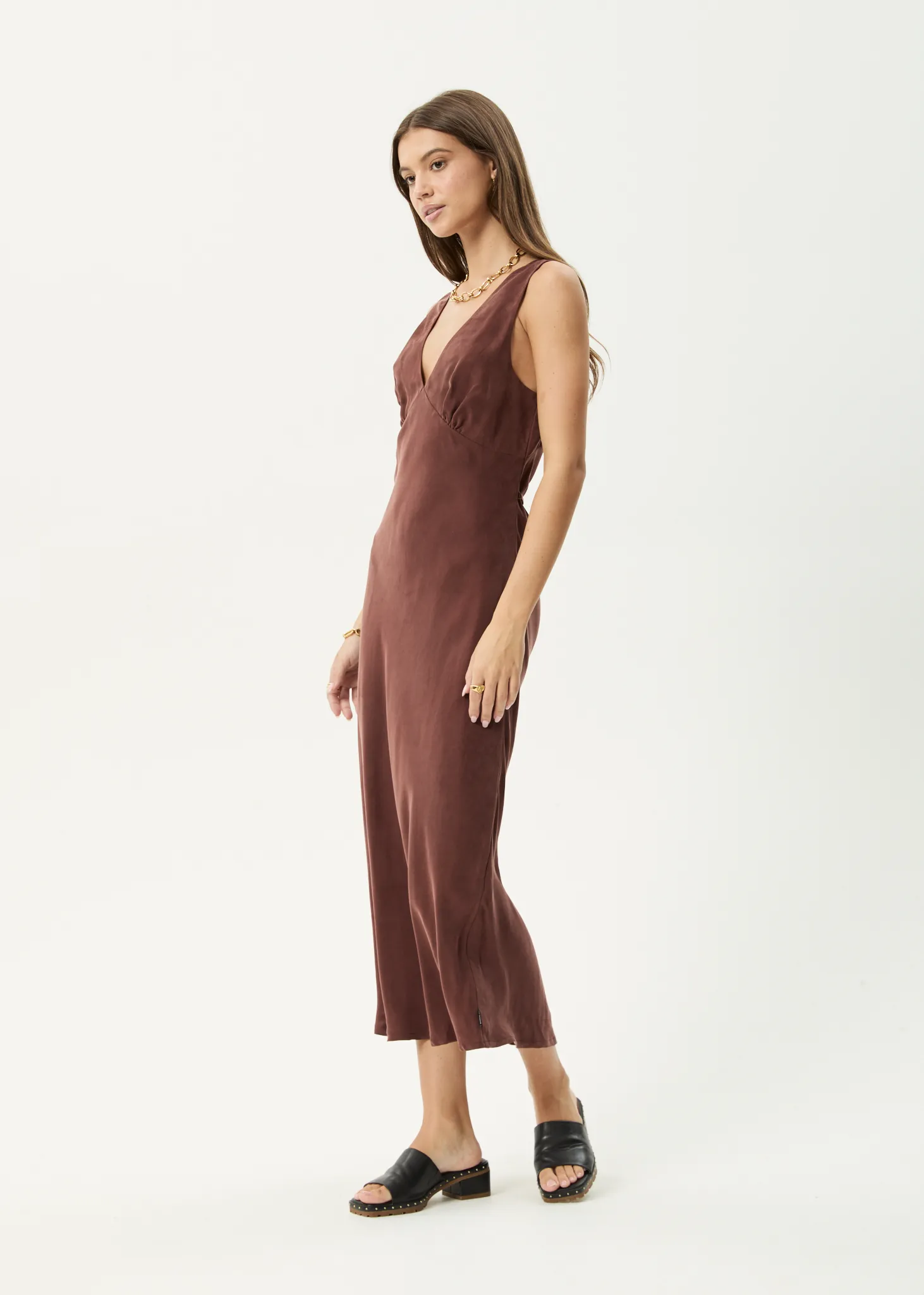 AFENDS Womens Gia - Cupro Maxi Dress - Hazelnut sold by Afends product image thumbnail 3