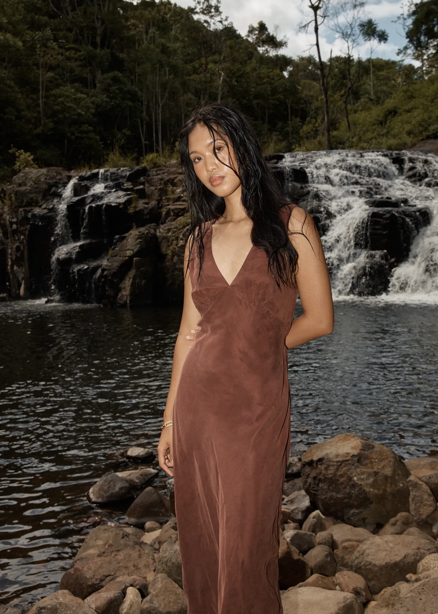 AFENDS Womens Gia - Cupro Maxi Dress - Hazelnut sold by Afends product image thumbnail 2