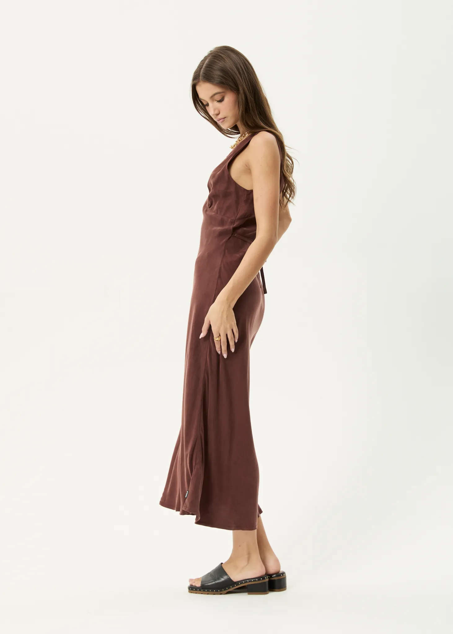 AFENDS Womens Gia - Cupro Maxi Dress - Hazelnut sold by Afends product image thumbnail 4