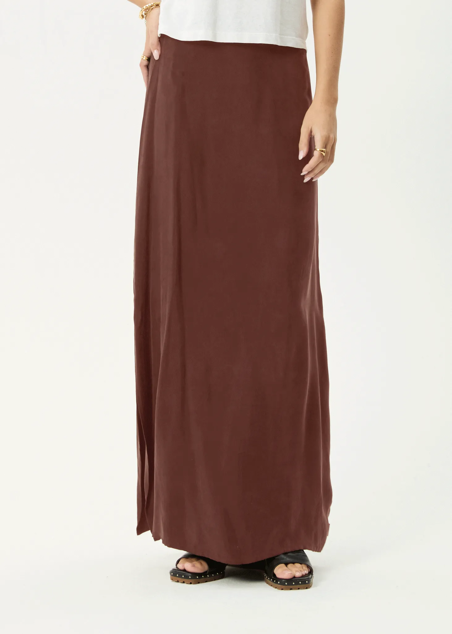AFENDS Womens Grace - Cupro Maxi Skirt - Hazelnut sold by Afends product image thumbnail 2