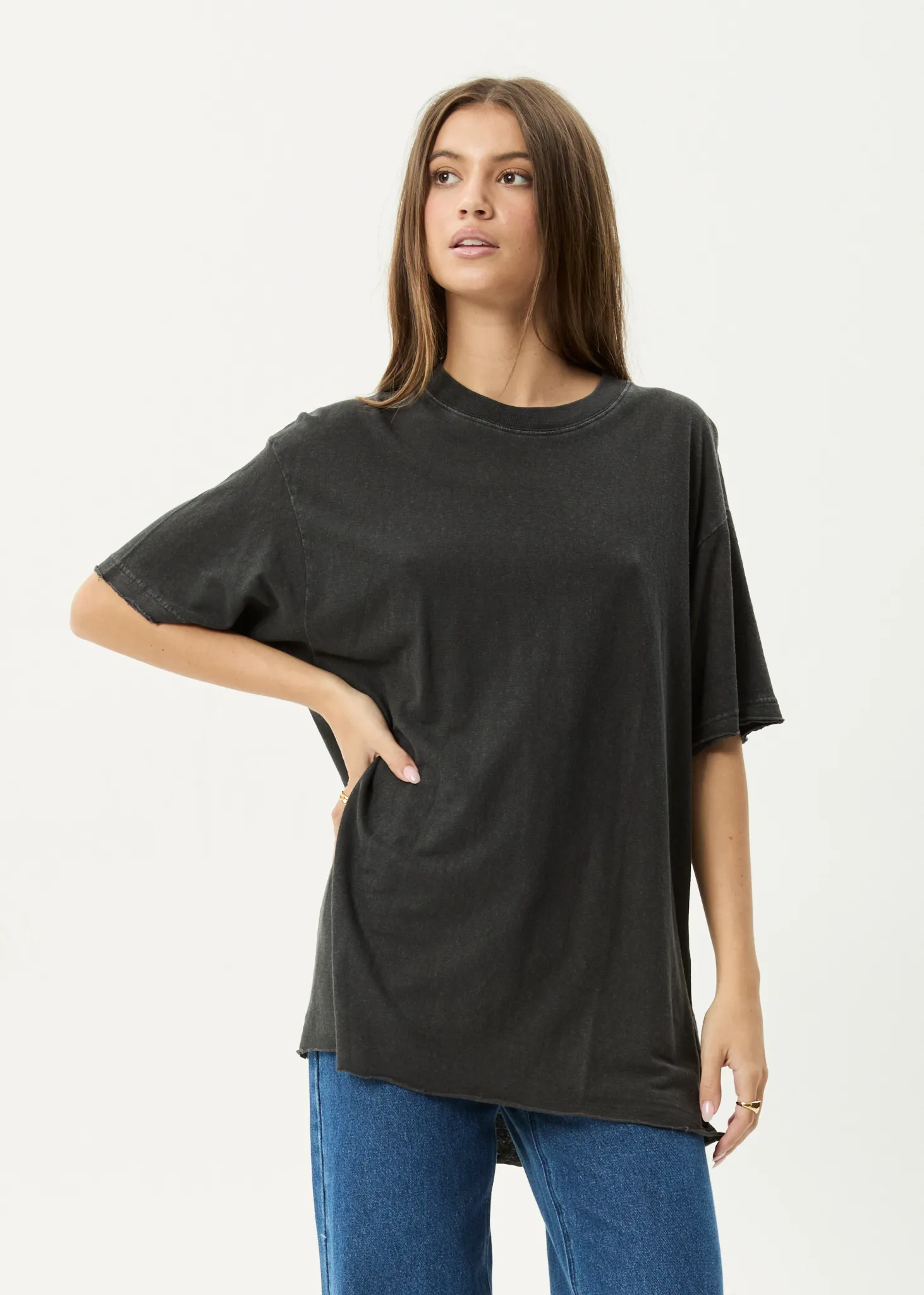 AFENDS Womens Slay - Oversized Tee - Stone Black sold by Afends