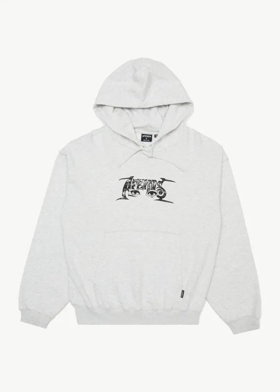 AFENDS Mens All Eyez - Boxy Hoodie - Grey Marle sold by Afends