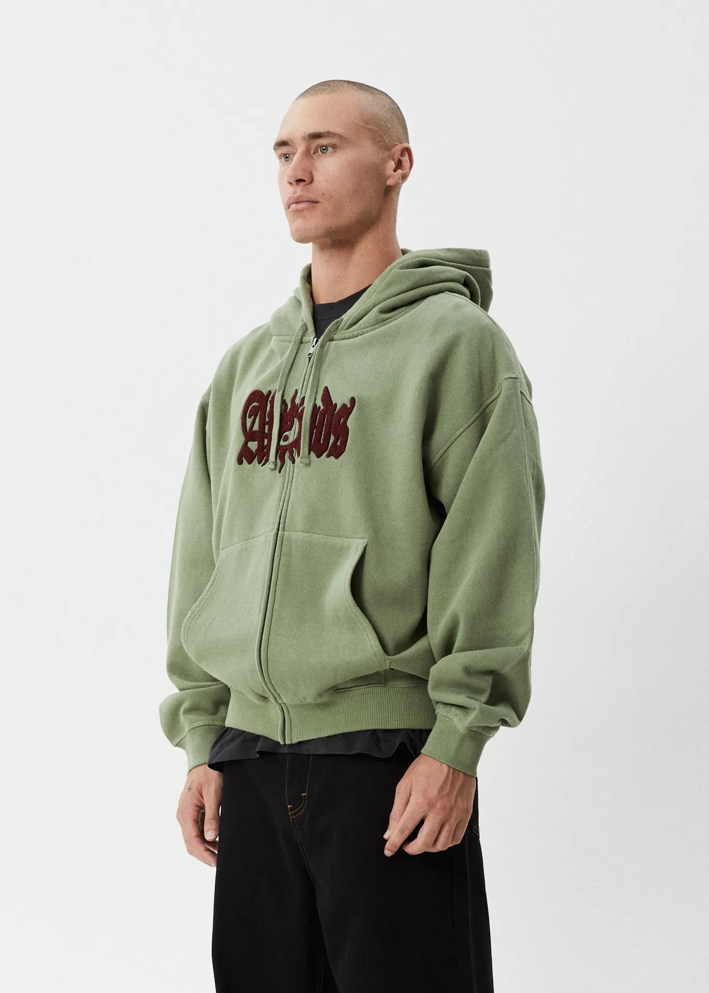 AFENDS Mens Sun Bite - Zip Hood - Oil Green sold by Afends product image thumbnail 4