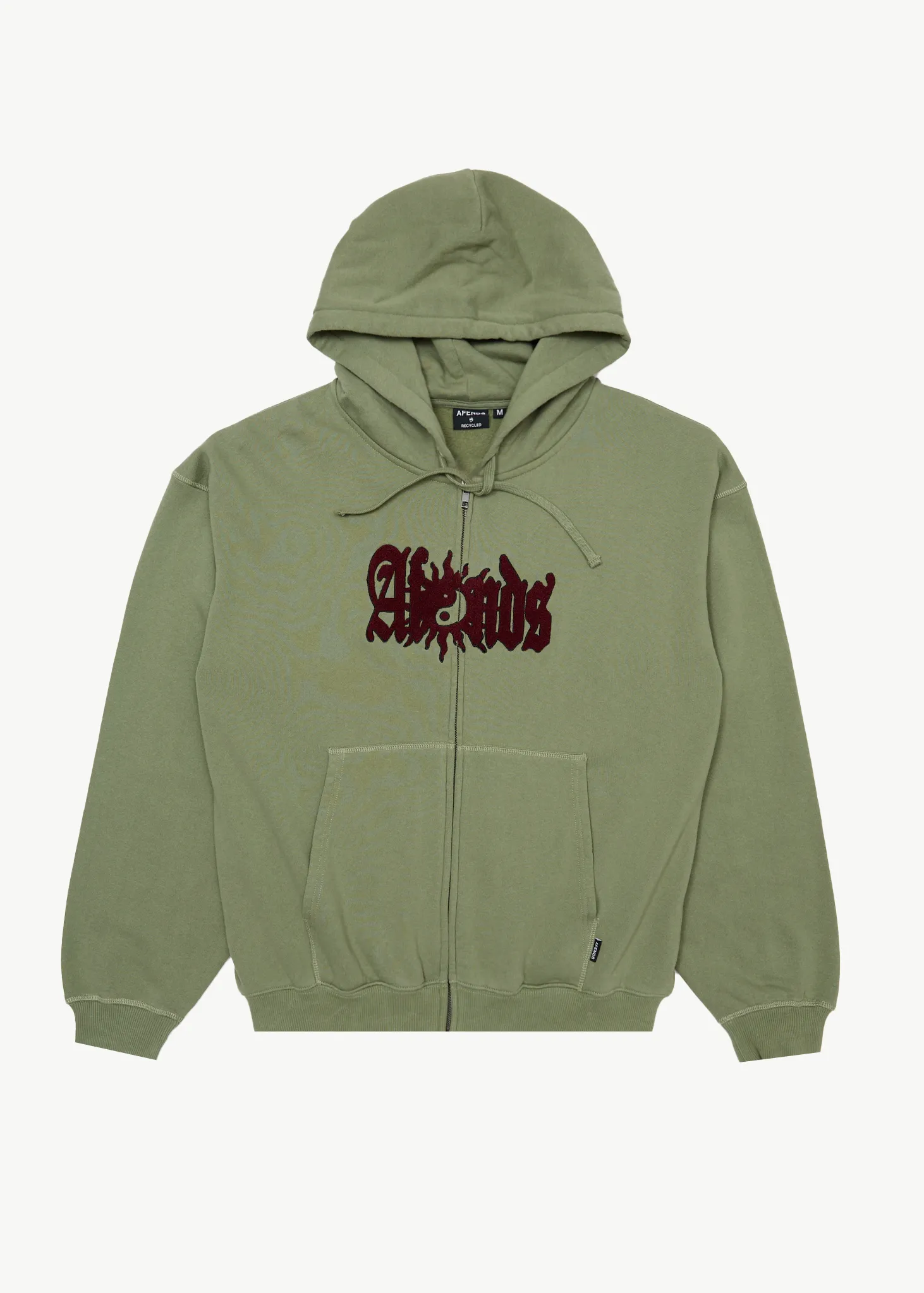 AFENDS Mens Sun Bite - Zip Hood - Oil Green sold by Afends
