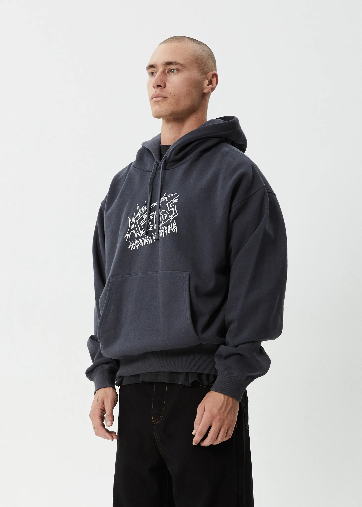 AFENDS Mens Moments - Boxy Hoodie - Charcoal sold by Afends product image thumbnail 3