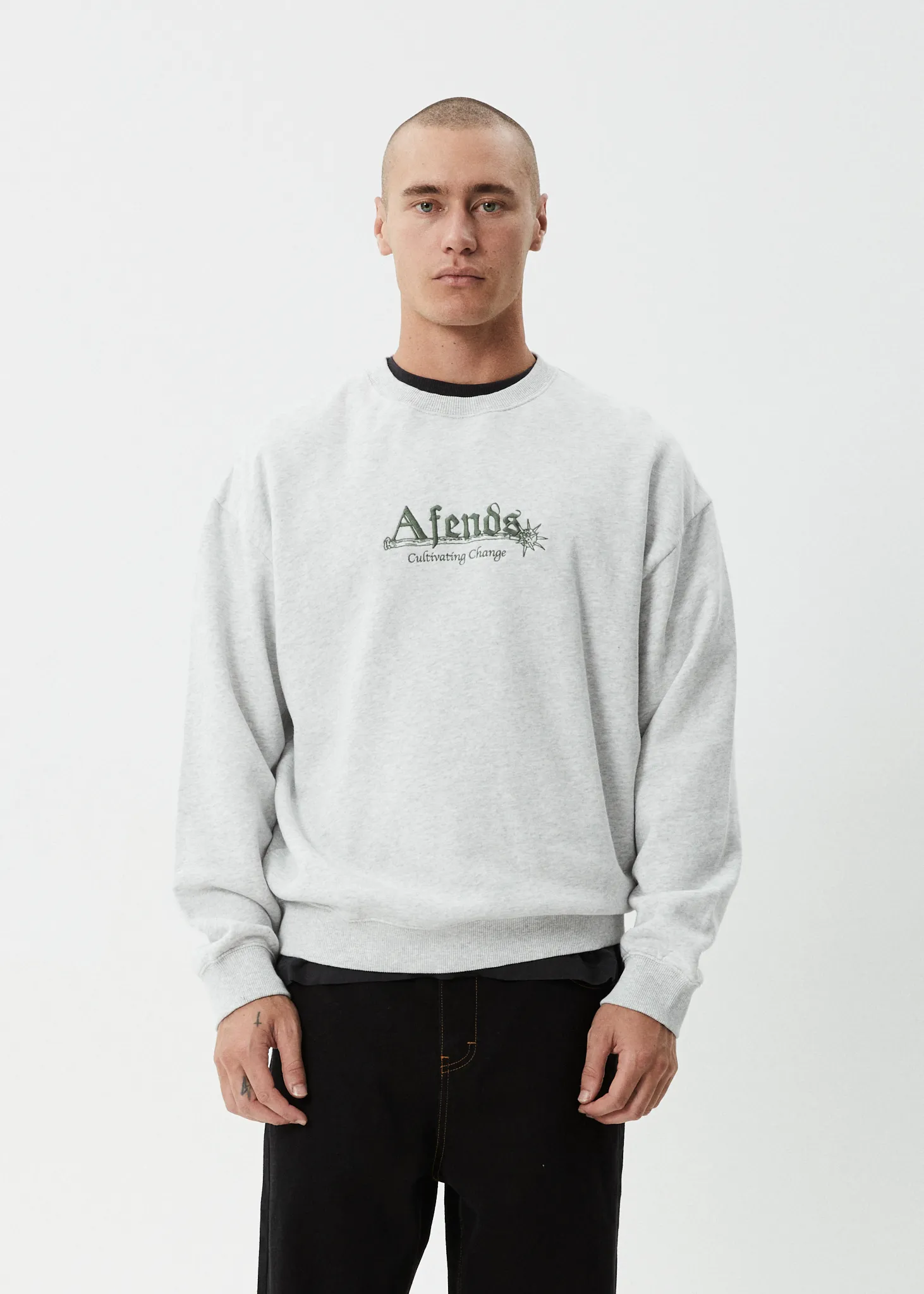 AFENDS Mens Mace - Crew Neck Jumper - Grey Marle sold by Afends product image thumbnail 3