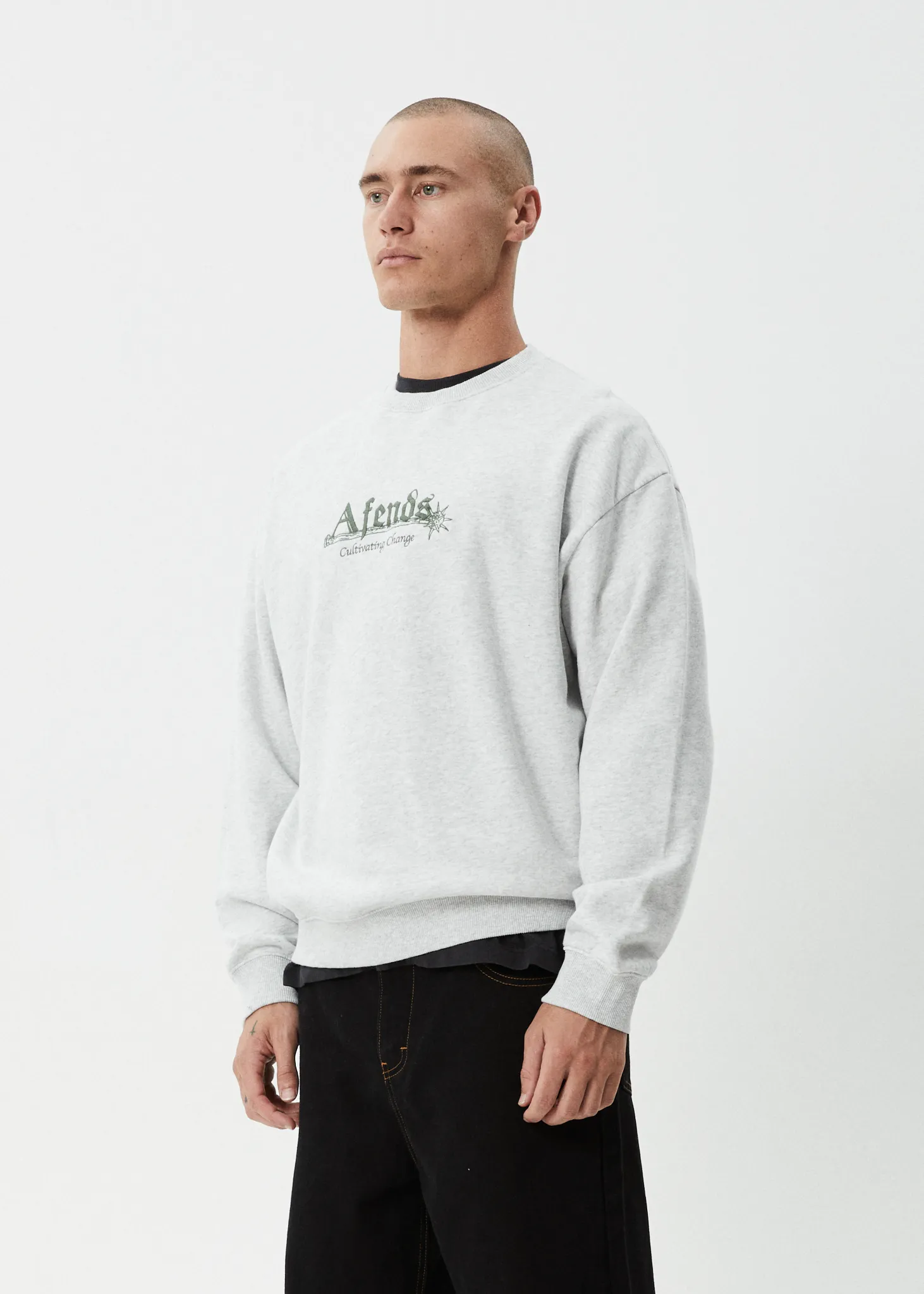 AFENDS Mens Mace - Crew Neck Jumper - Grey Marle sold by Afends product image thumbnail 4