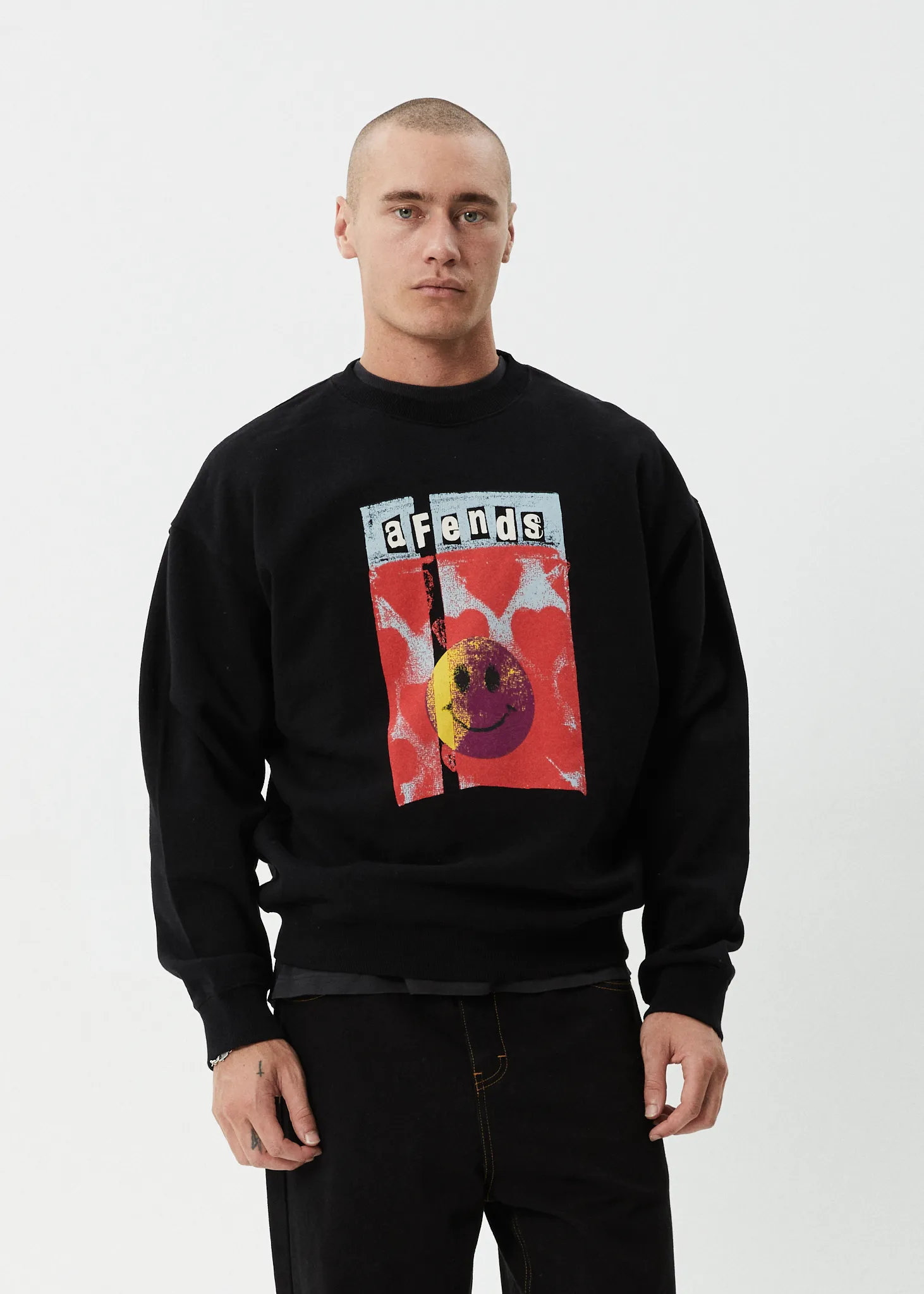 AFENDS Mens Dime Bag - Crew Neck Jumper - Black sold by Afends product image thumbnail 2