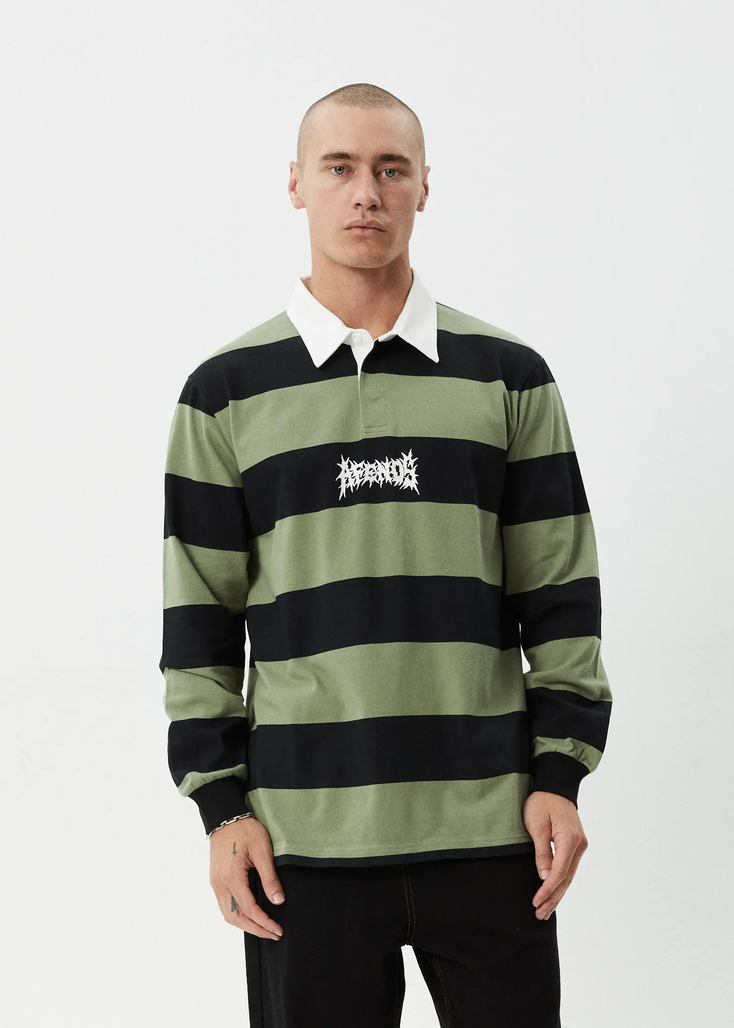 AFENDS Mens Mental - Rugby Long Sleeve Tee - Oil Green sold by Afends product image thumbnail 2