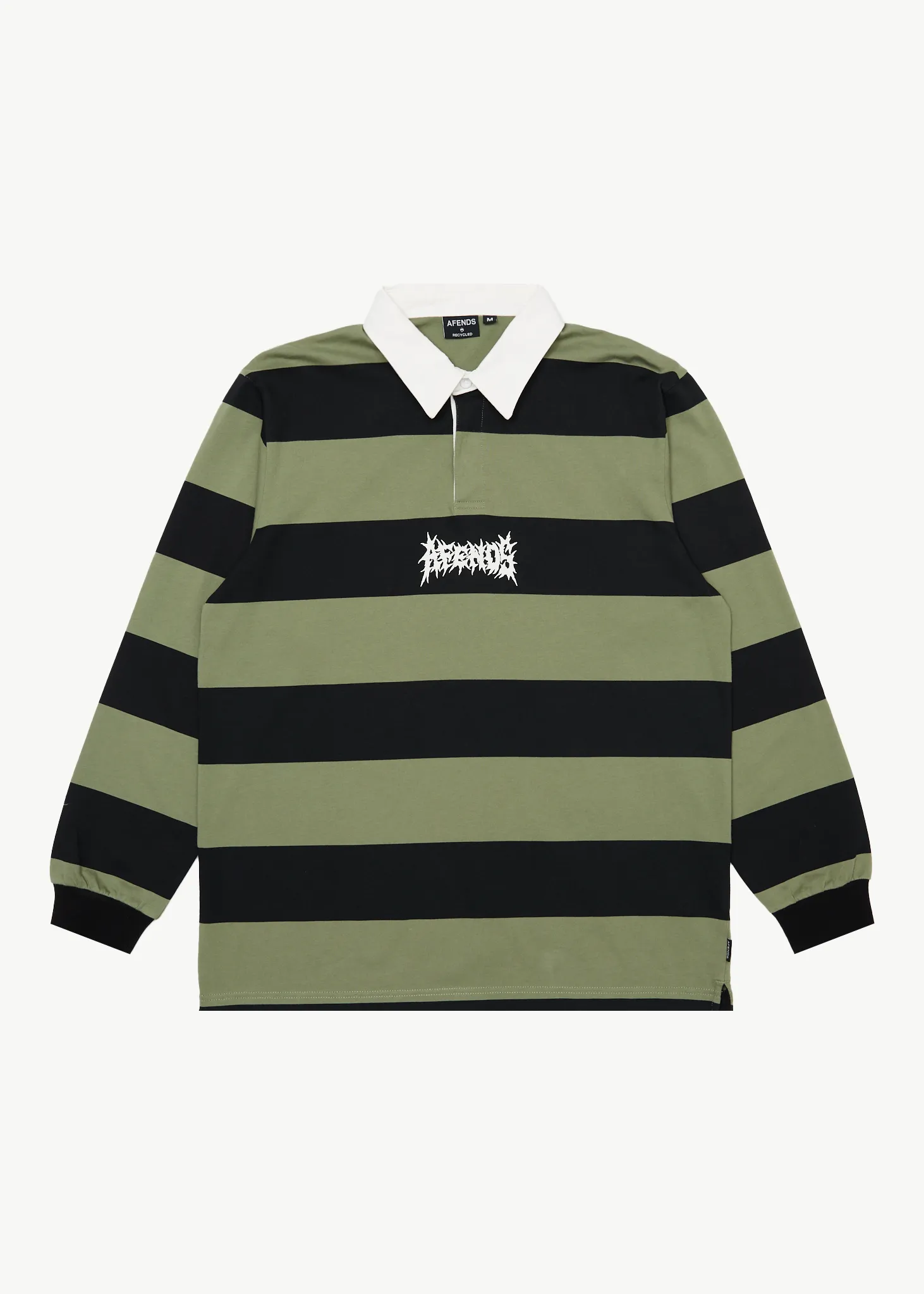 AFENDS Mens Mental - Rugby Long Sleeve Tee - Oil Green sold by Afends