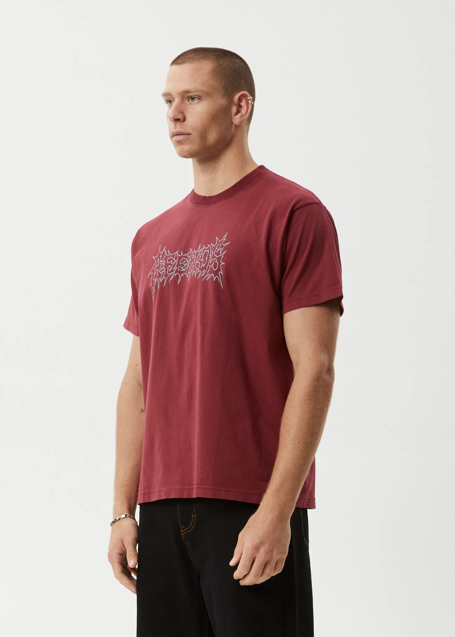 AFENDS Mens Mental - Boxy Tee - Washed Burgundy sold by Afends product image thumbnail 4