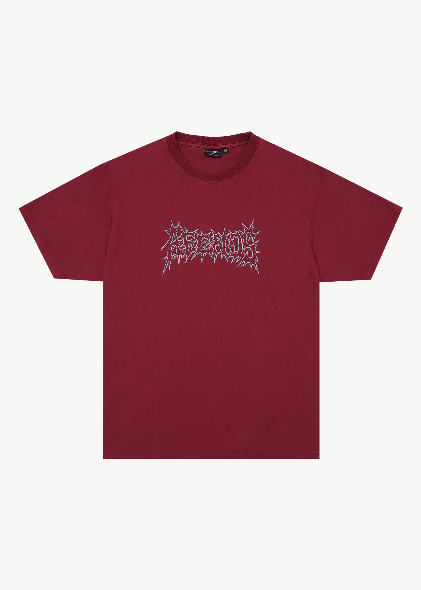 AFENDS Mens Mental - Boxy Tee - Washed Burgundy sold by Afends