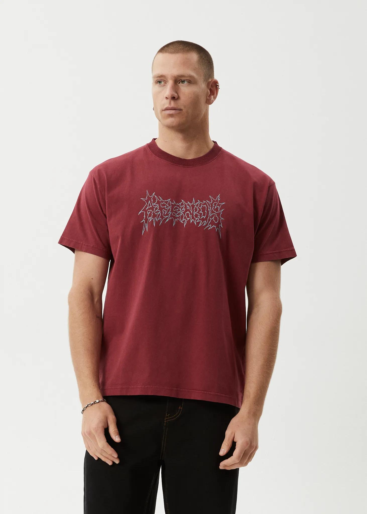 AFENDS Mens Mental - Boxy Tee - Washed Burgundy sold by Afends product image thumbnail 3